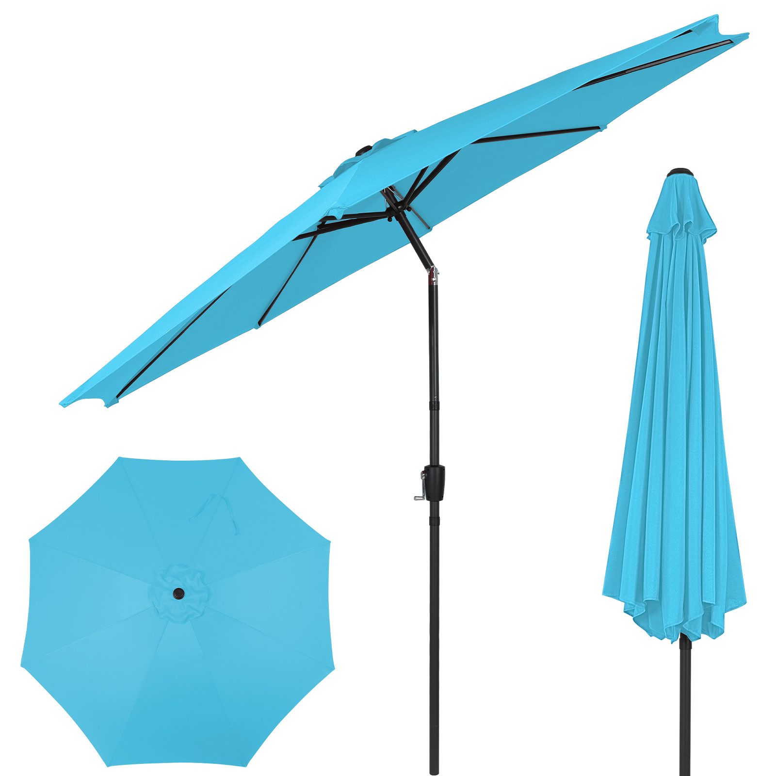Puluomis Sonnenschirm Balkonschirm Strandschirm Marktschirm Gartenschirm Neigbar, LxB: 290x290 cm, Ohne Schirmtänder
