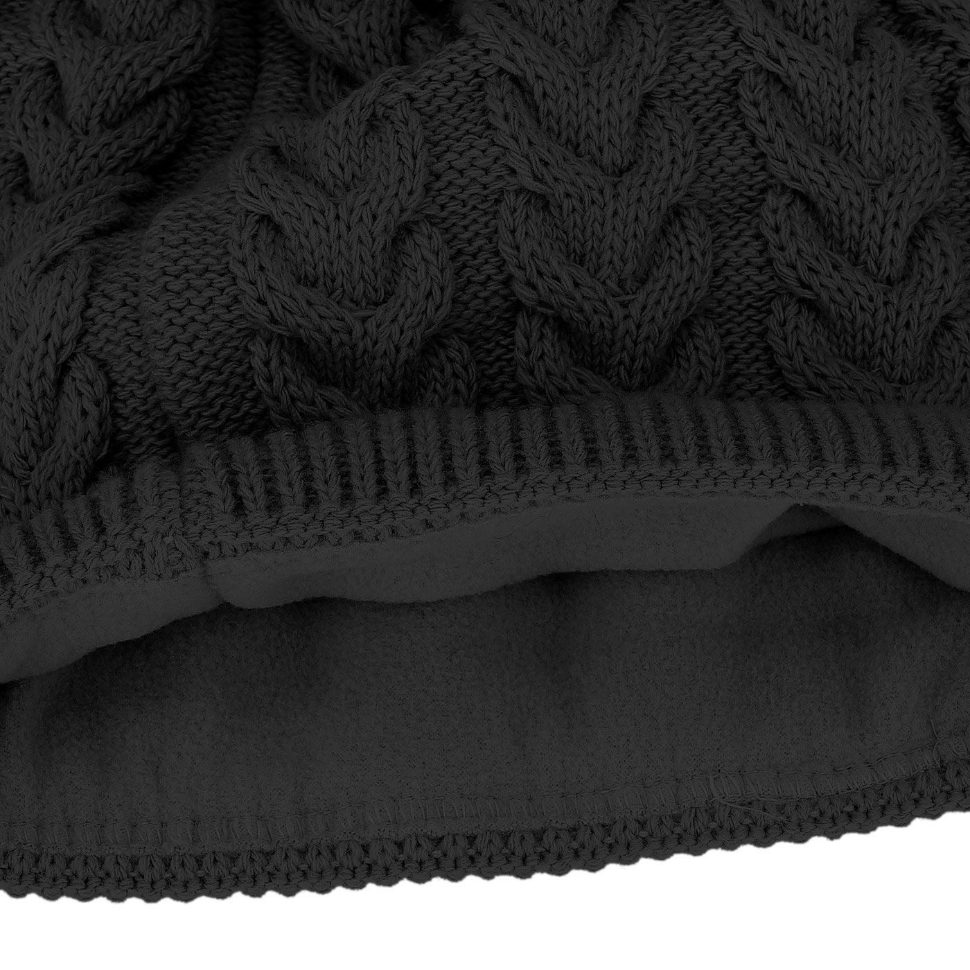 Neverless Bommelmütze coole Damen Strickmütze Strick-Beanie gefüttert Fell-Bommel