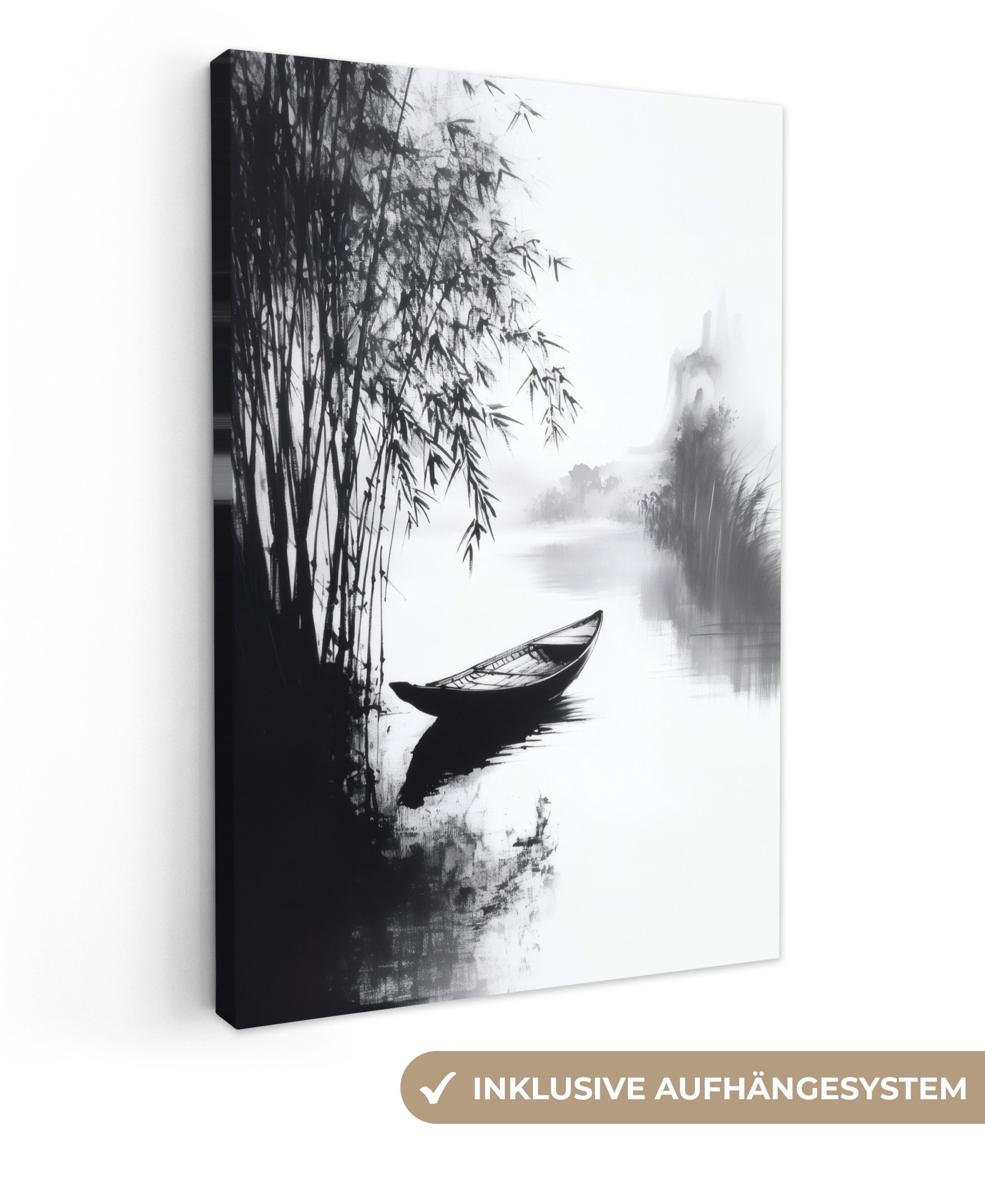 OneMillionCanvasses® Leinwandbild Boot - Fluss - günstig online kaufen