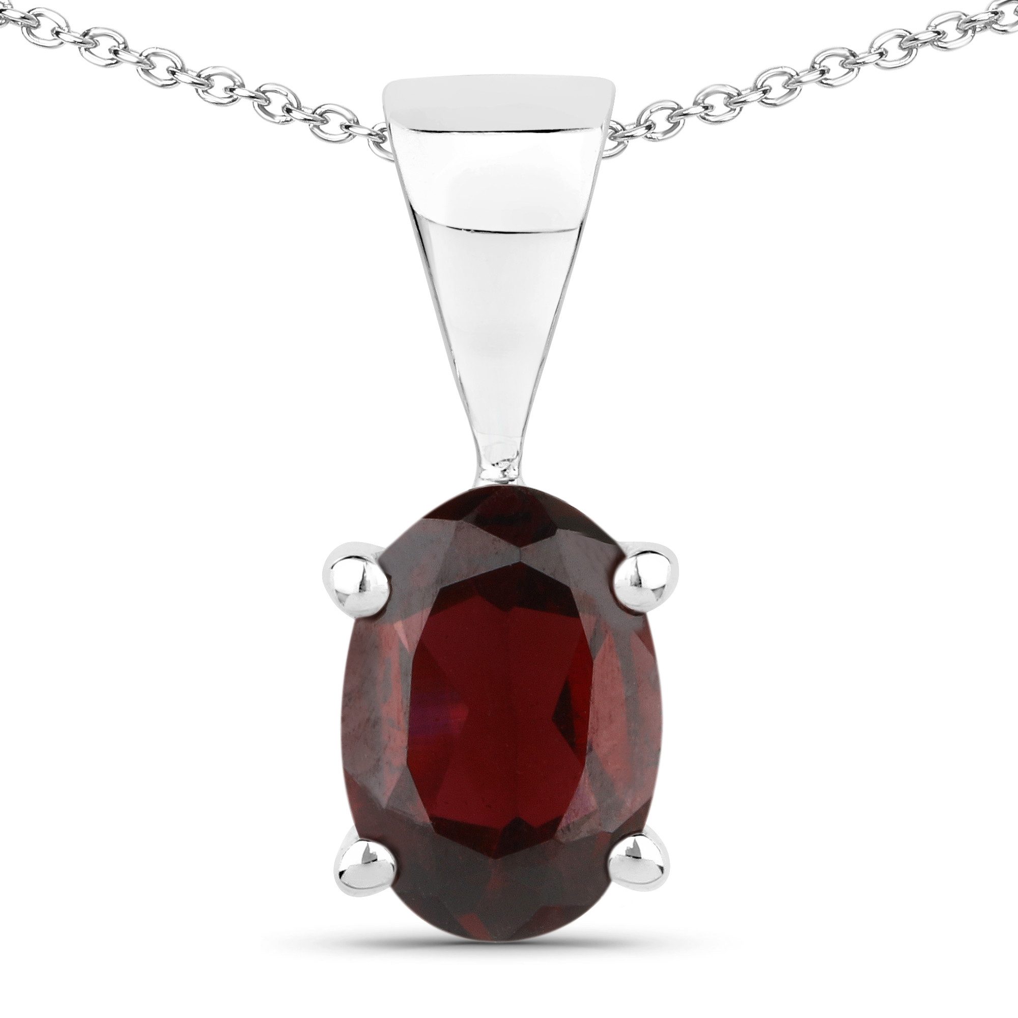 Vira Jewels Paar Ohrstecker Silber 925 rhodiniert Ohrringe und Halskette mit echtem Granat