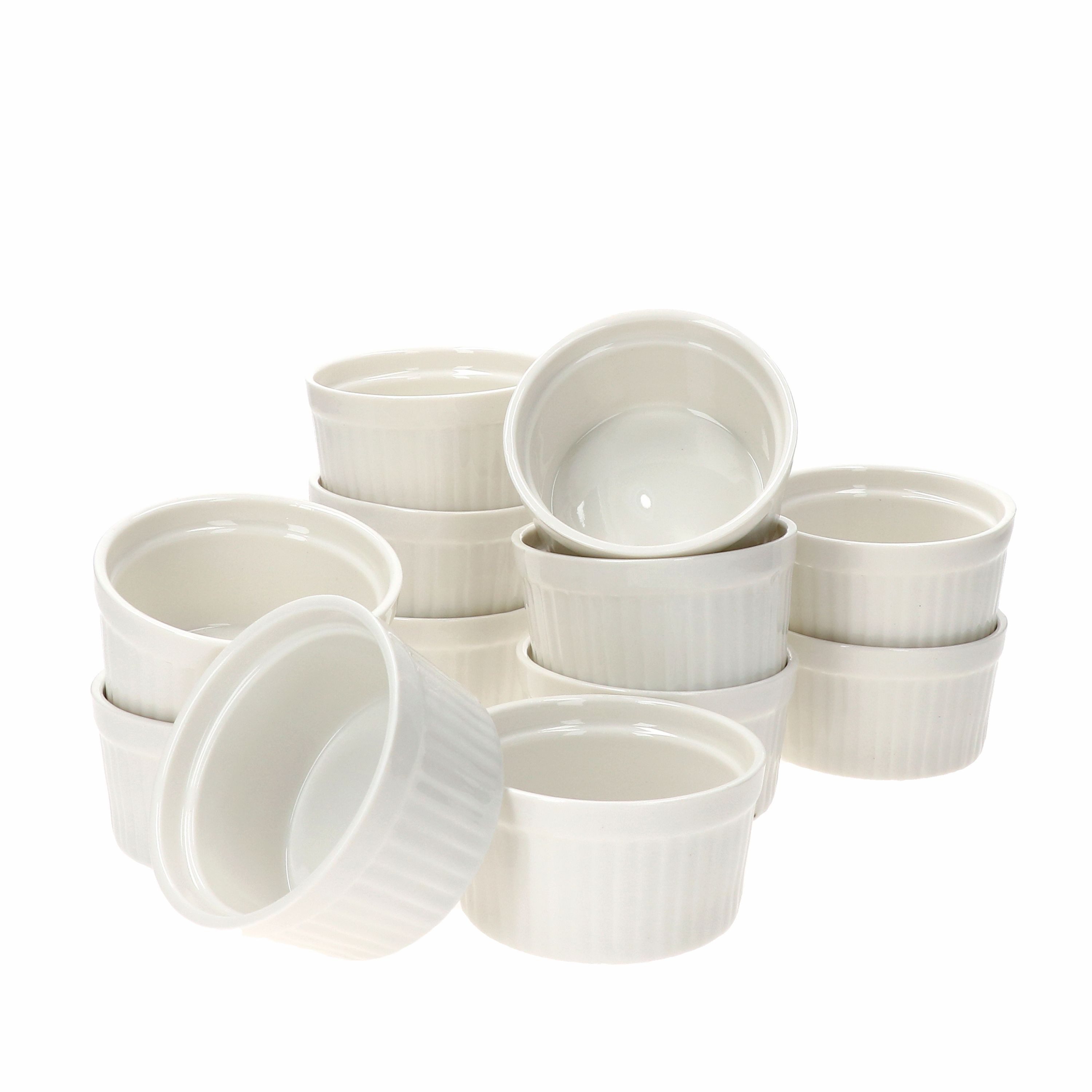 MamboCat Rührschüssel 12x Muffin Schälchen Bianca Weiß 120ml Mini-Backform Crème Brûlée, Porzellan – Bild 2 von 4
