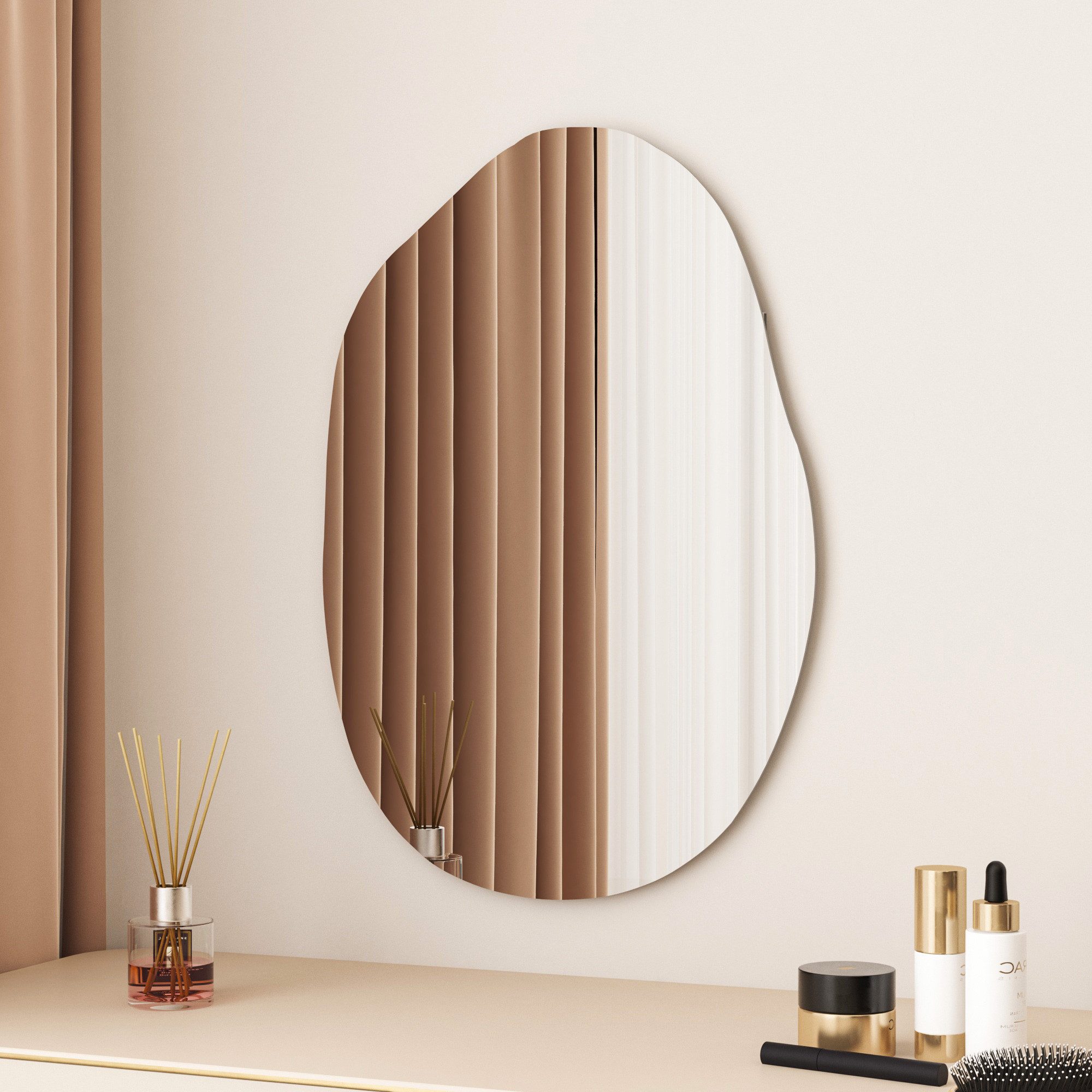 WDWRITTI Schminkspiegel Wand Kosmetikspiegel Wandmontage Wandspiegel Asymme günstig online kaufen