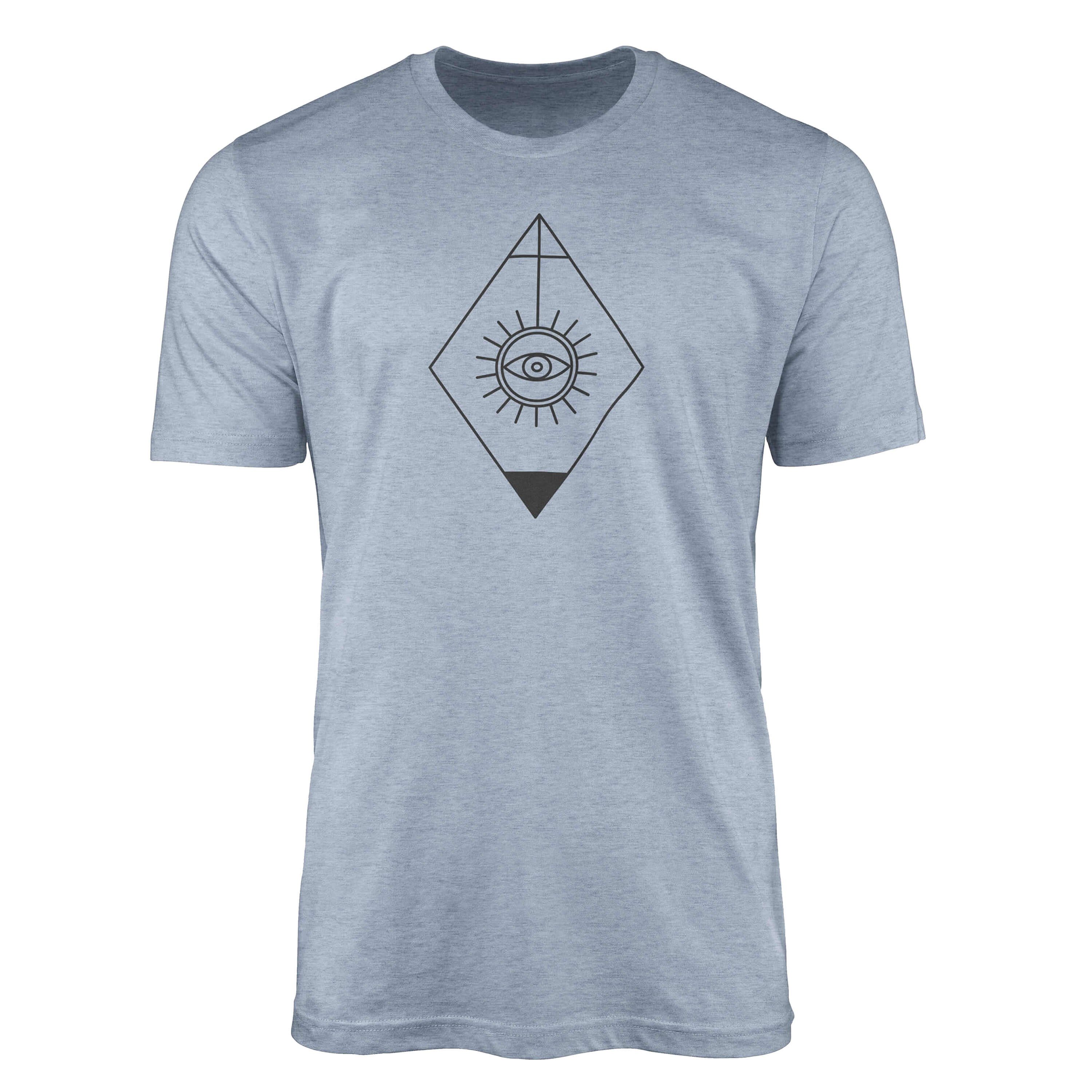 Sinus Art T-Shirt Premium T-Shirt Alchemy Serie Symbole angenehmer Tragekomfort feine Struktur No.0001 Stonewash Denim