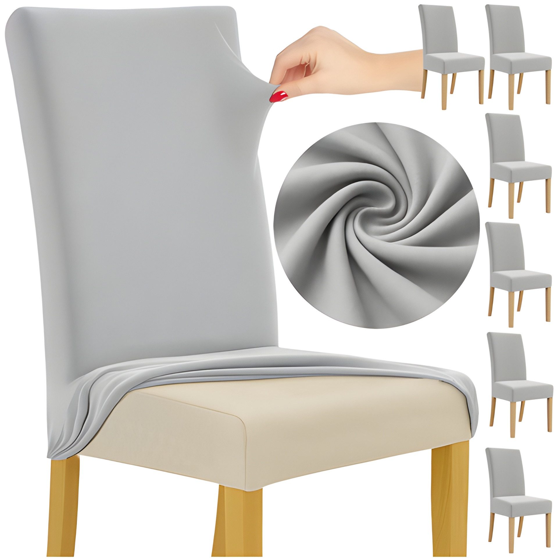 Ruhhy Stuhlhusse Stuhlhussen Set 6er elastische Stretch Husse Waschbar, Elastisch