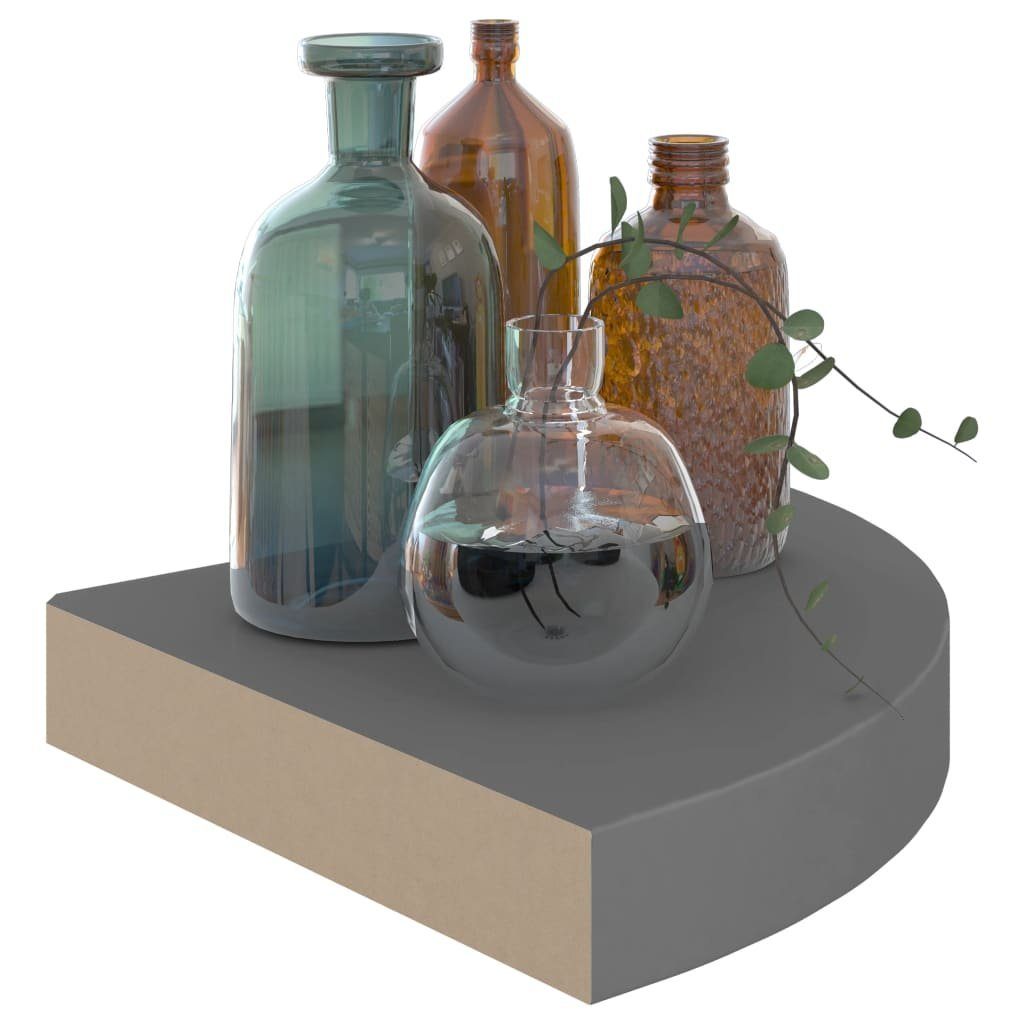 vidaXL Wandregal 4 Stück Eck-Schweberegale 4 Stk Hochglanz-Grau 25x25x3,8 cm MDF