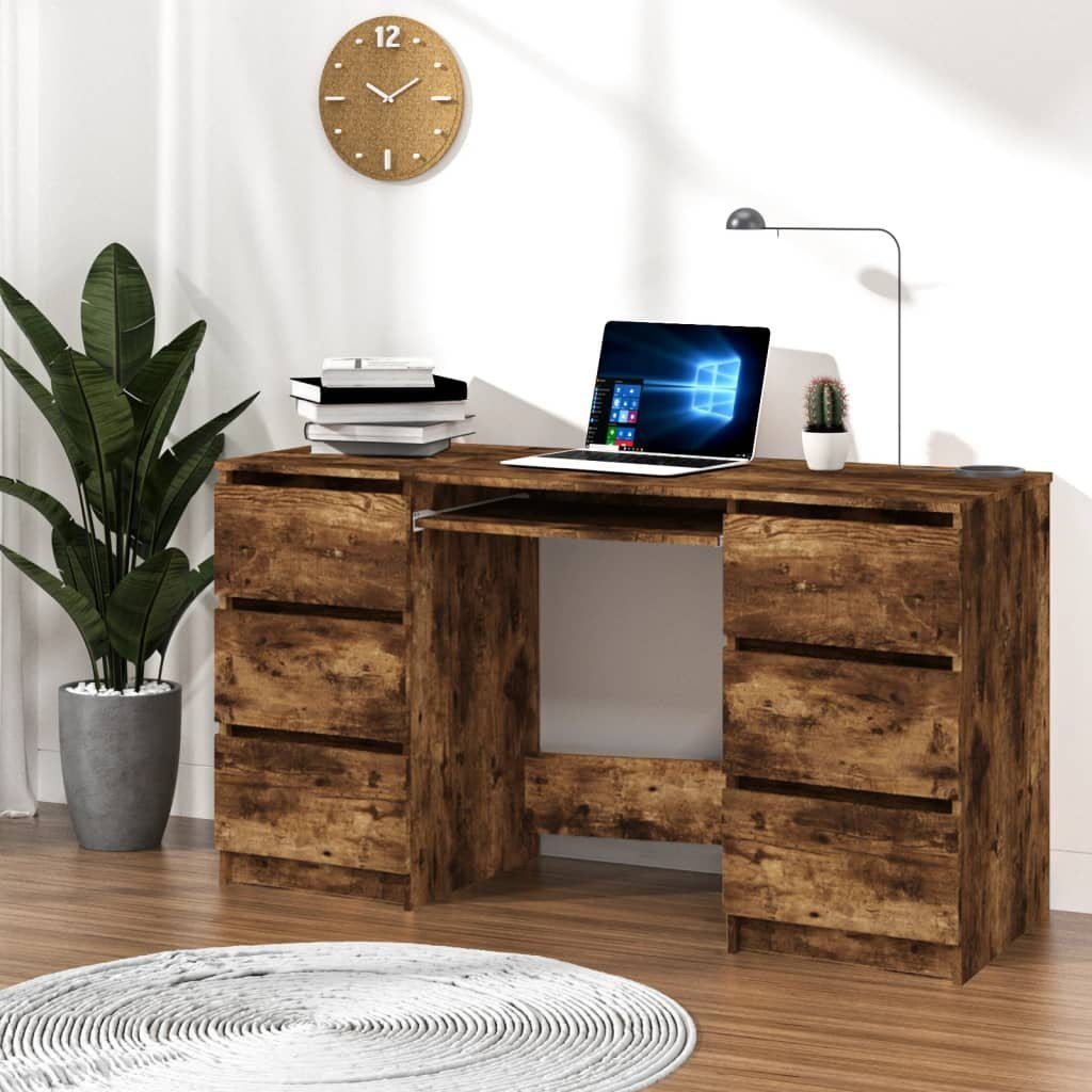 vidaXL Schreibtisch Schreibtisch Räuchereiche 140x50x77 cm Holzwerkstoff Räuchereiche | Räuchereiche