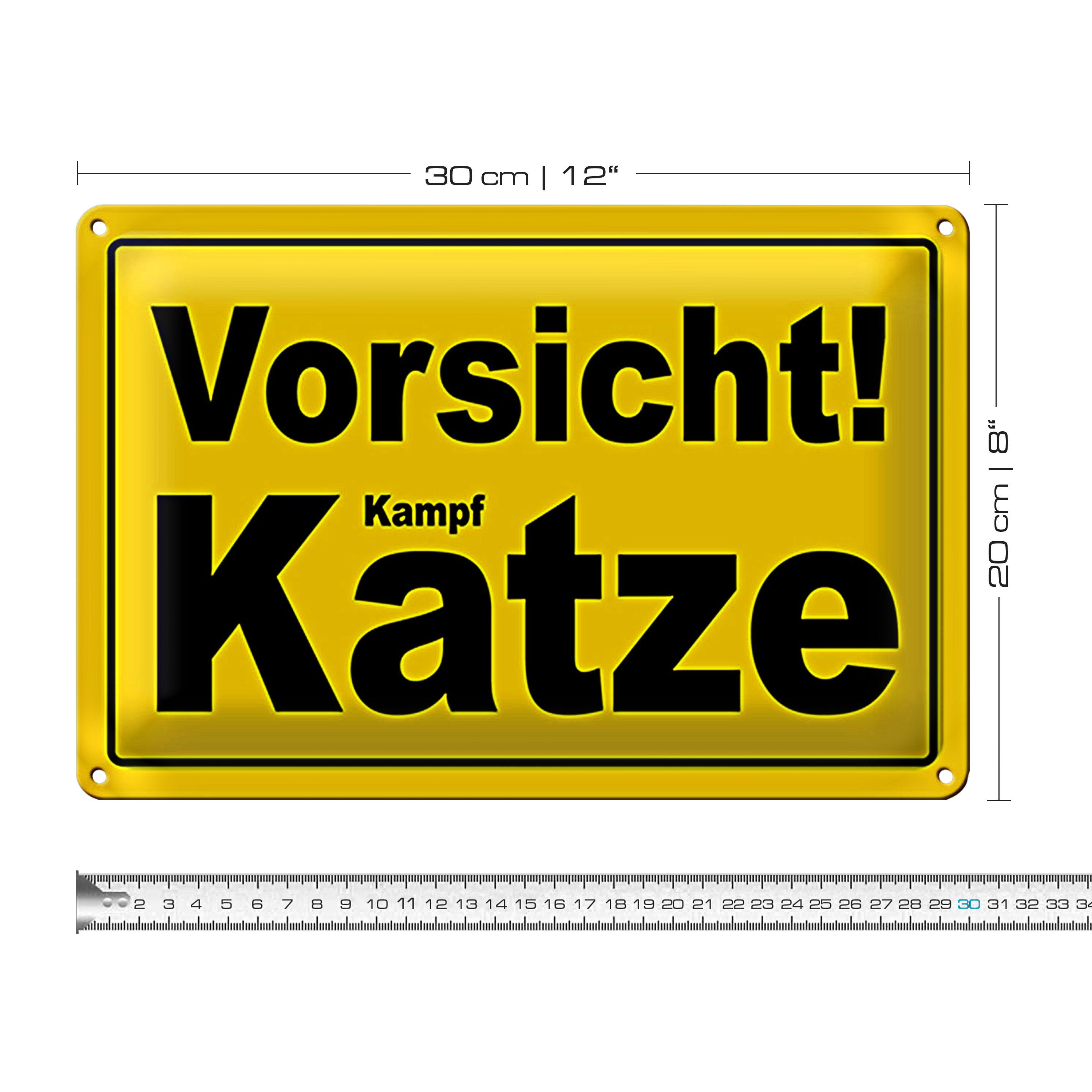 Roomando Metallschild Blechschild Spruch 30x20cm Vorsicht Kampf Katze