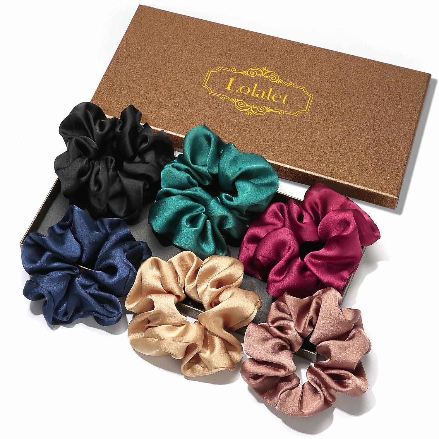 Haargummi 6er Set Satin Haargummis Damen Seide Scrunchies Groß 6 Farben