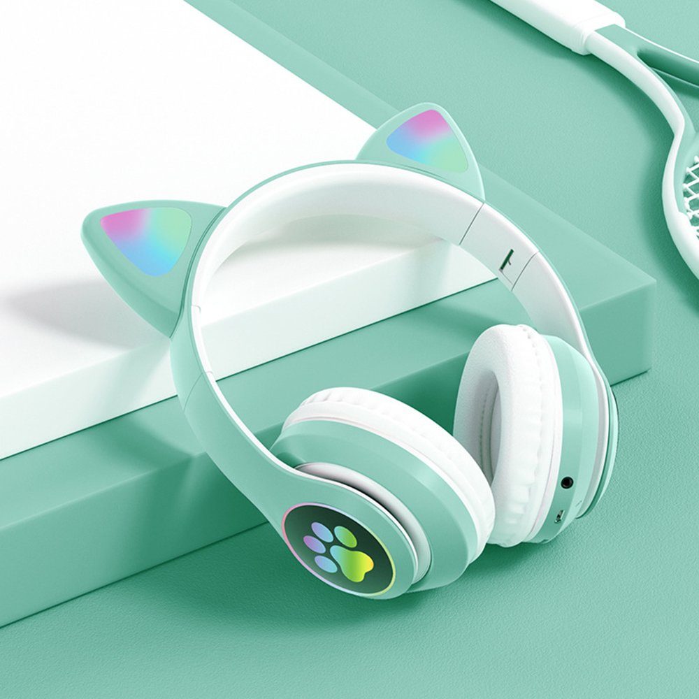 GelldG Bluetooth Kopfhörer Kopfhörer Faltbare Mädchen Ear Over Bluetooth-Kopfhörer Kinder, grün