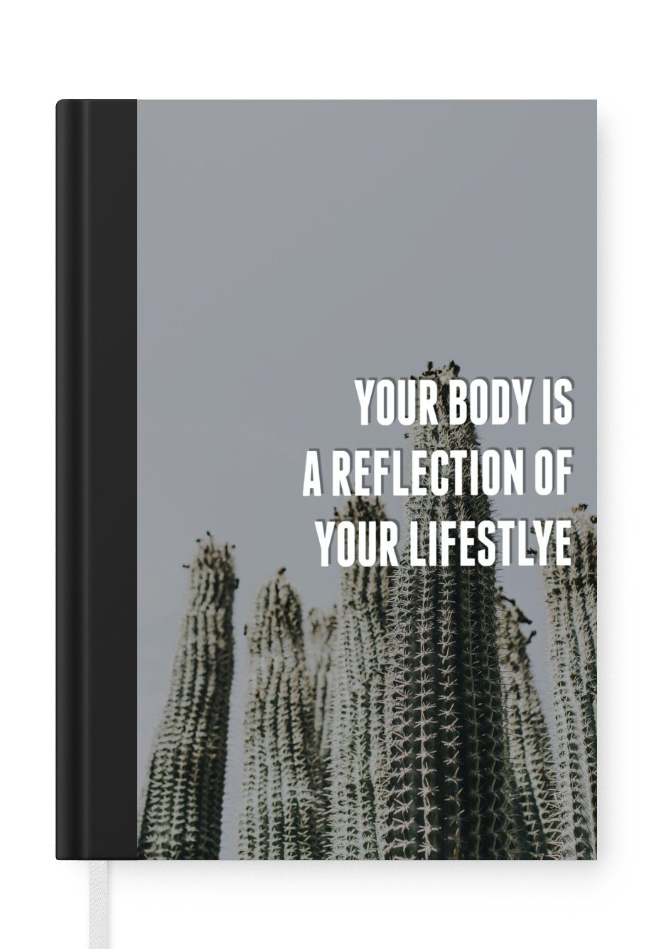 MuchoWow Notizbuch Sprichwörter - Zitate - 'Dein Körper ist ein Spiegelbild deines, Journal, Merkzettel, Tagebuch, Notizheft, A5, 98 Seiten, Haushaltsbuch
