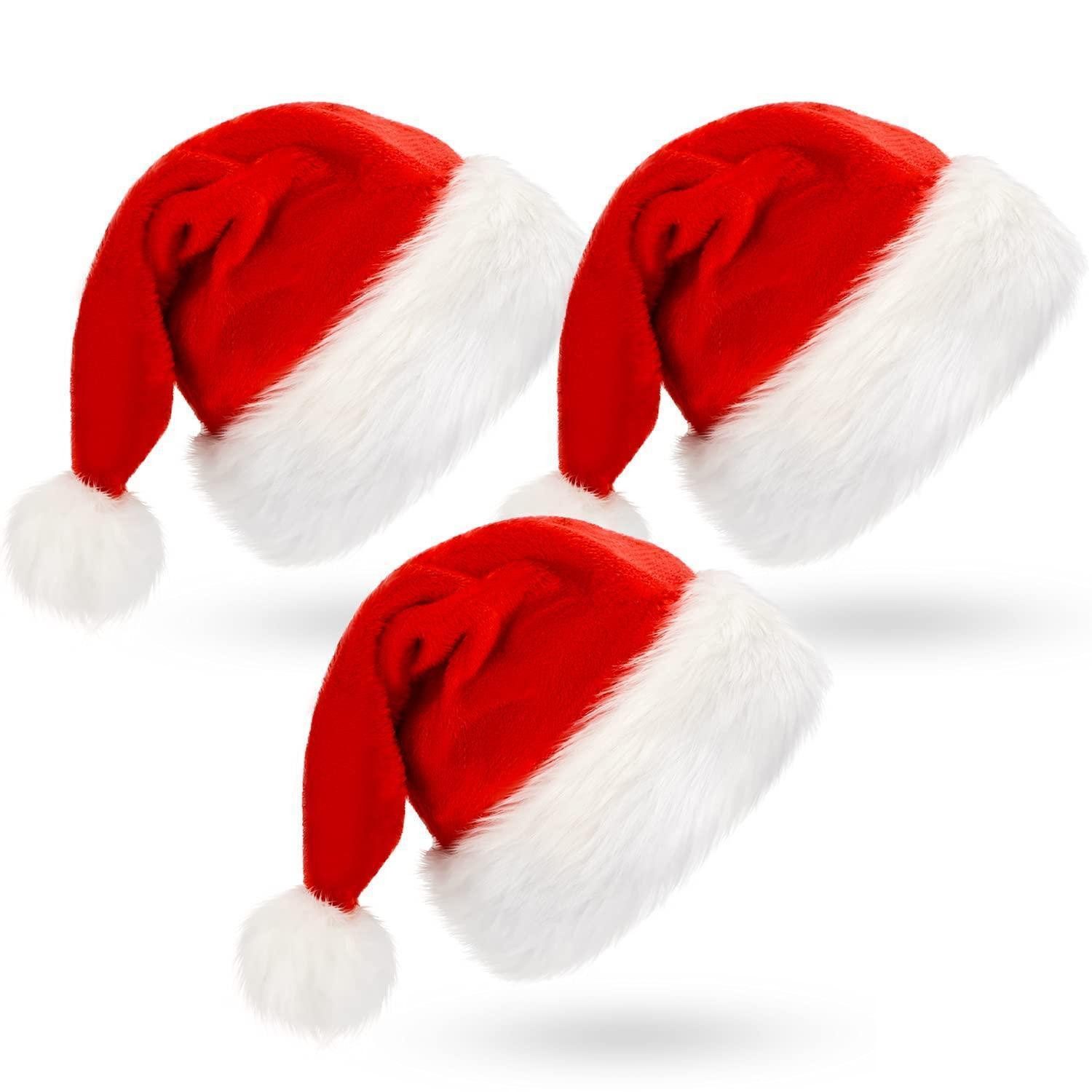 LuxusKollektion Plüschmütze Weihnachtsmütze Plüsch Erwachsene 3er-Pack (3-St)