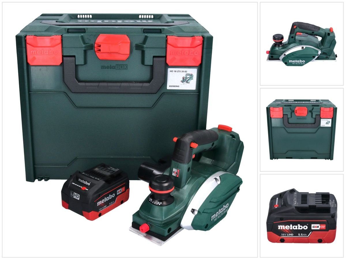 metabo Elektrohobel HO 18 LTX 20-82 Akku Hobel 18 V 82 mm + 1x Akku 5,5 Ah + metaBOX - oh | Hobel