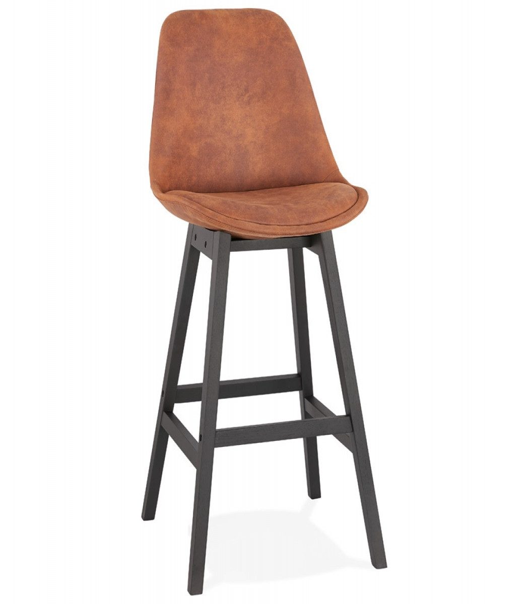 Barhocker Barhocker aus Holz mit Mikrofasersitz Skandinavisches Design