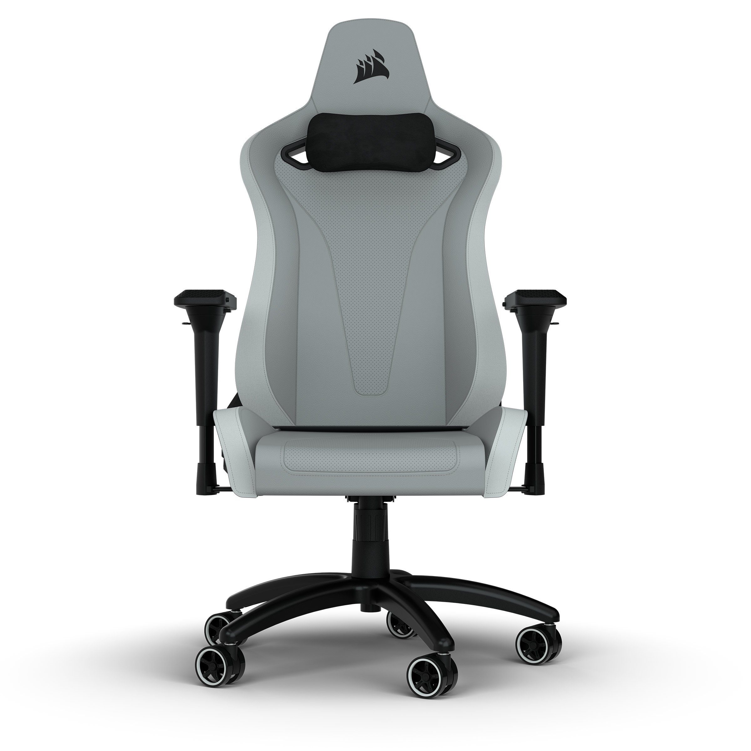 Corsair Gaming-Stuhl TC200 Leatherette Gaming Chair, Standard Fit, Light Grey/White