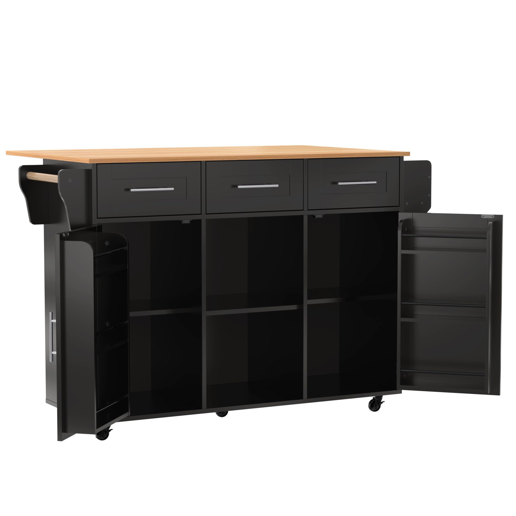 Flieks Küchenwagen mit erweiterbarer Arbeitsplatte, Rollen & Massivholzbein günstig online kaufen