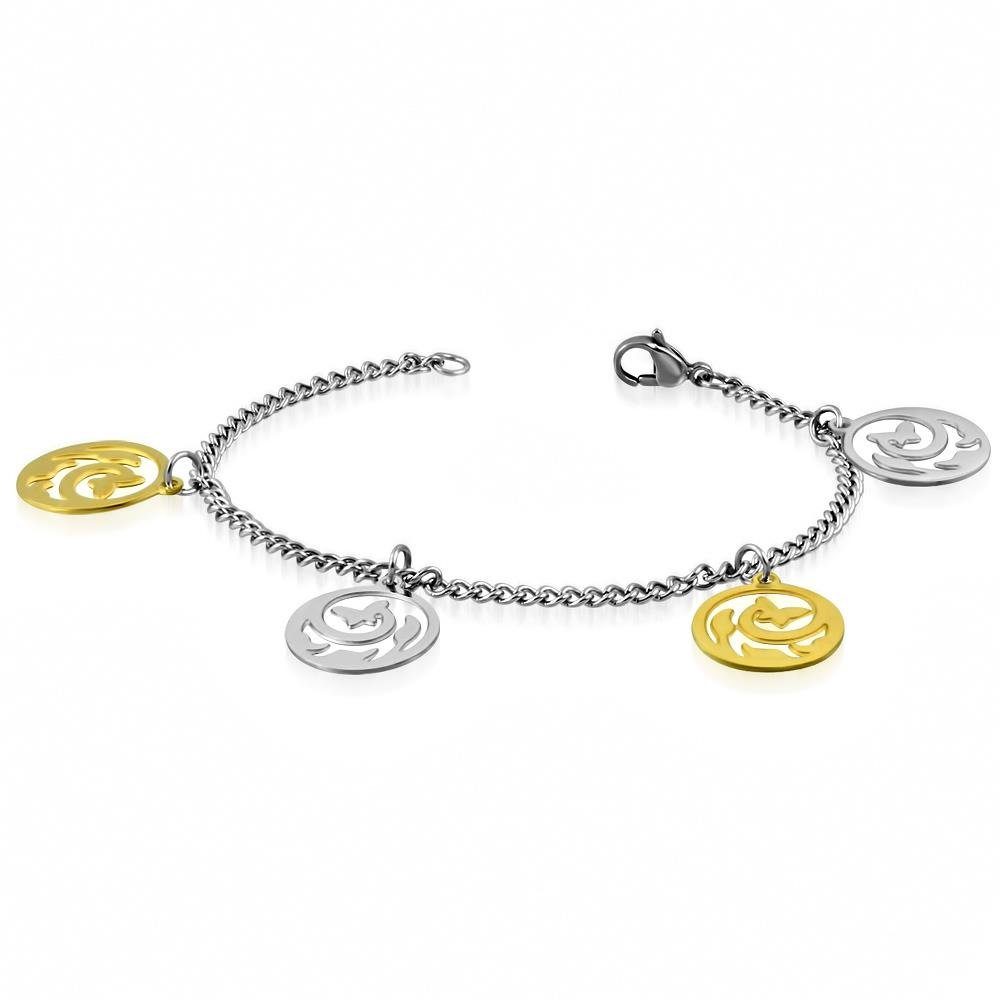 BUNGSA Armband Bettelarmband Blumencharm Silber aus Edelstahl Damen (1 Armband, 1-tlg), Bracelet Armschmuck