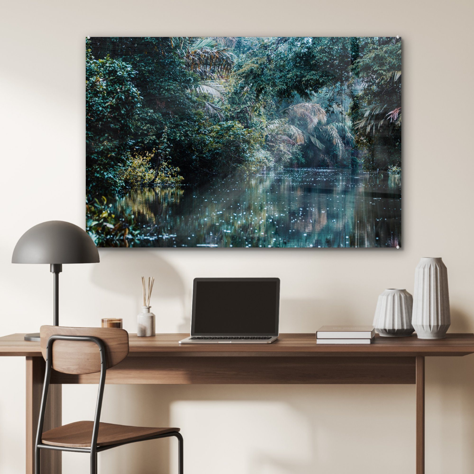 St), Wohnzimmer Pflanzen Wasser, Acrylglasbilder Schlafzimmer (1 Dschungel - - Acrylglasbild MuchoWow &