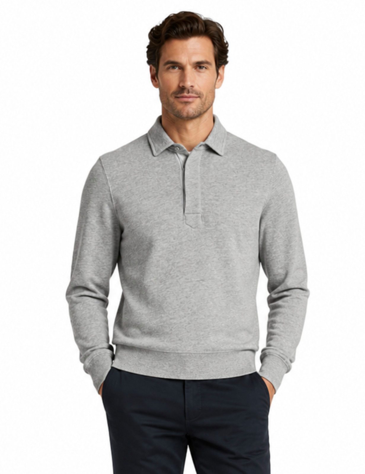 Tom Ford Sweatshirt Polo-Stil Fleece Sweater Poloshirt Hemd Super Weich Polokragen (1-tlg) Teilweise verdeckte Knopfleiste komfortable Haptik
