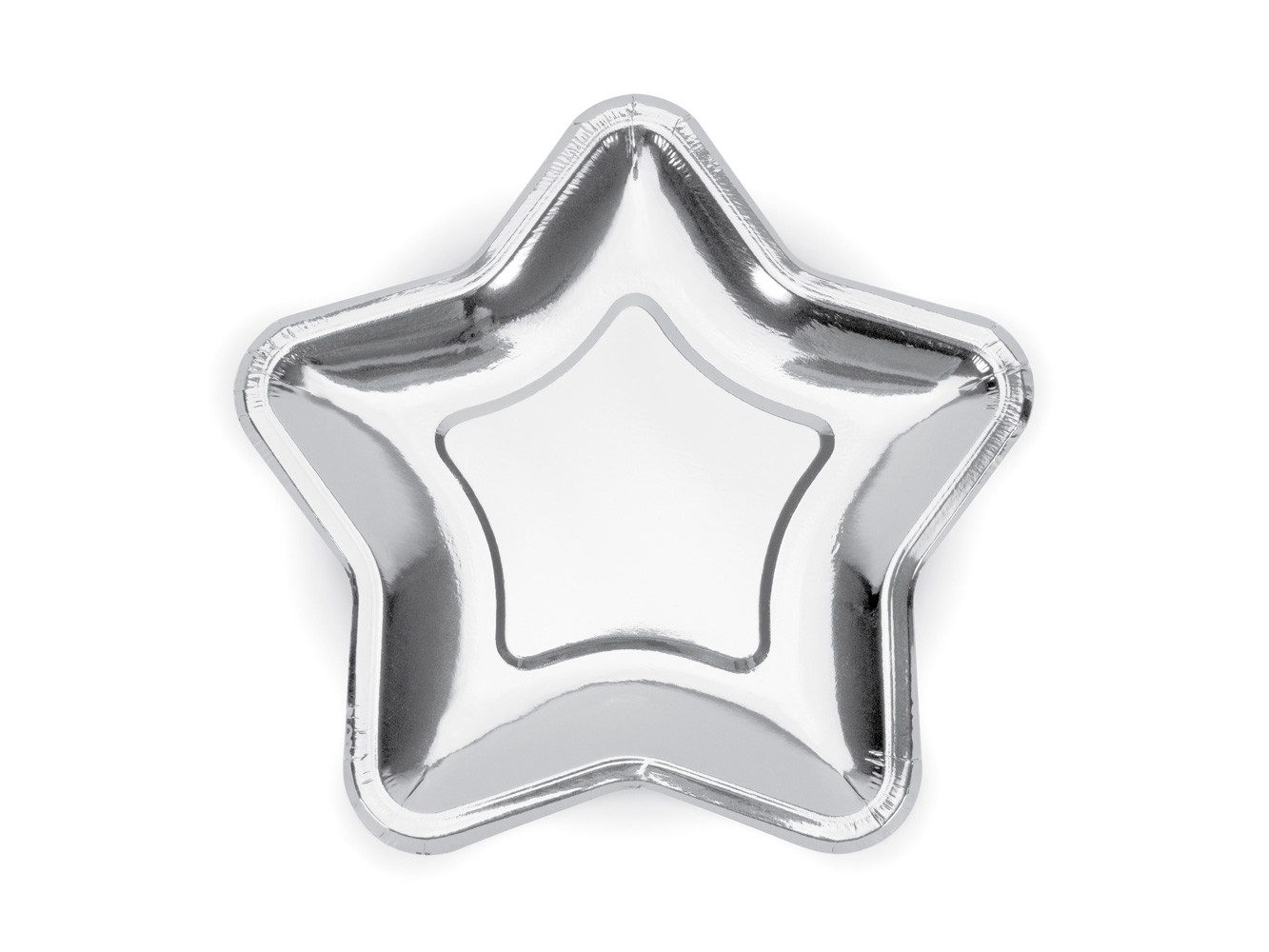 partydeco Pappteller, Pappteller in Stern Form 23cm 6er Set silber