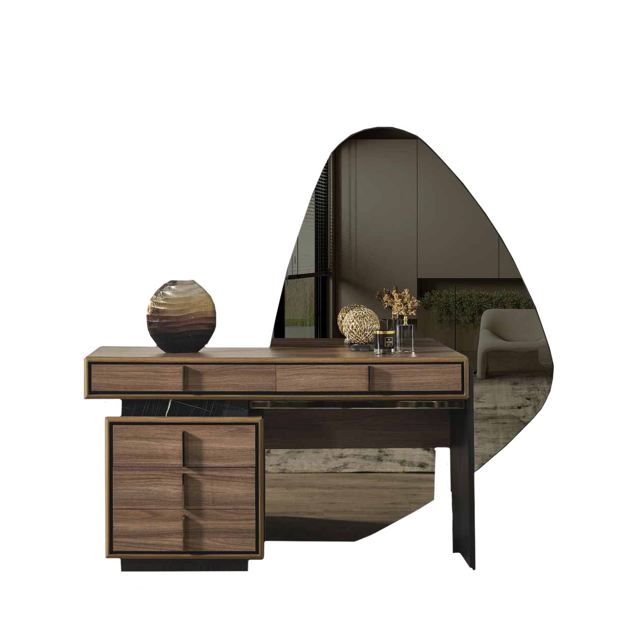 Schminktisch Brauner Schlafzimmer Schminktisch aus Holz im modernen Design