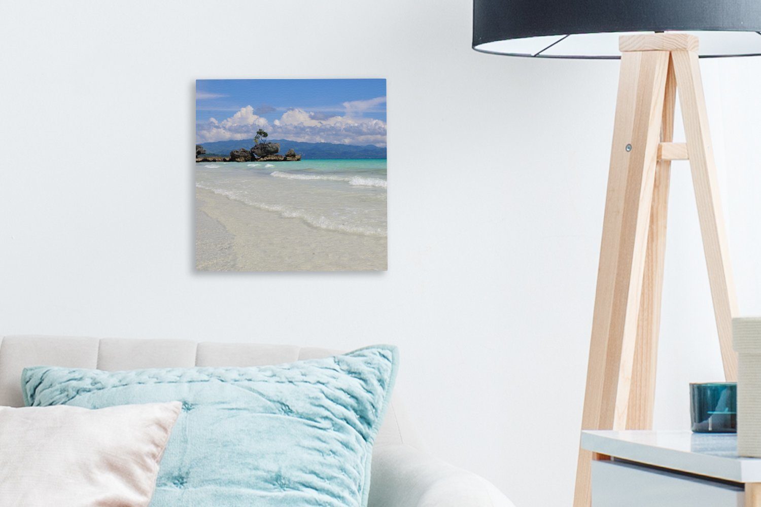 Tropischer Insel Leinwand OneMillionCanvasses® Boracay, auf Bilder Leinwandbild Wohnzimmer für Strand (1 der Schlafzimmer St),