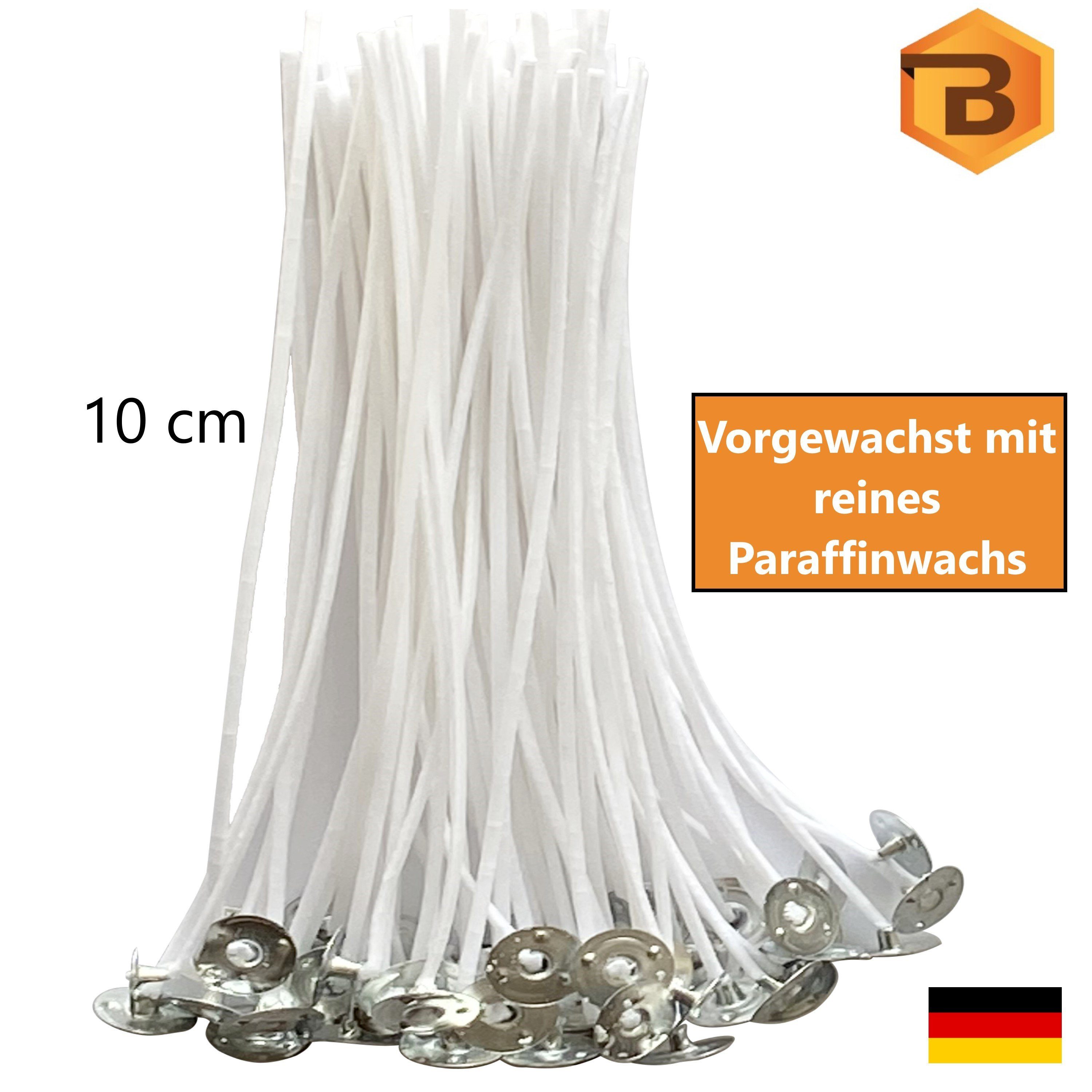 ohne Metallfuß gefährliche DIY mit Kerzenherstellung), Kerzenhalter St., 50 100 100 Rauchfrei, Baumwolle, (100% aus Kerzendochte Bienenbiya Wick, Teelichtdochte Runddocht, Stk. natürlich Candle cm für Stoffe lang