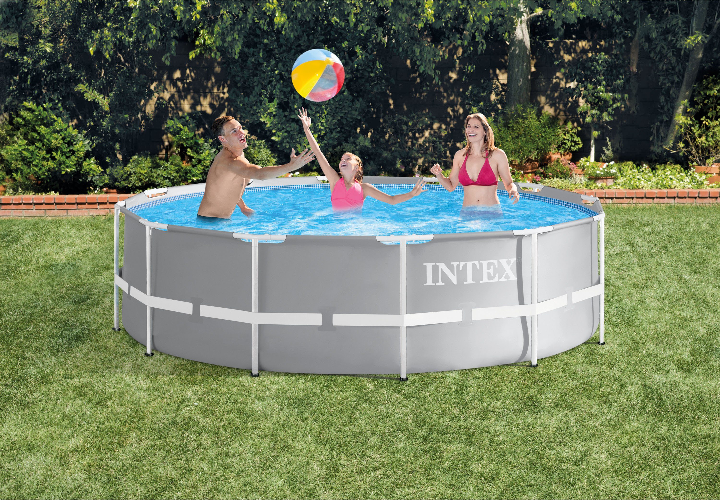 Intex Framepool »Intex Swimm Prism Rondo Frame Pool Set 366 x 99 cm Pumpe  Leiter« (Komplett-Set, 1-tlg)