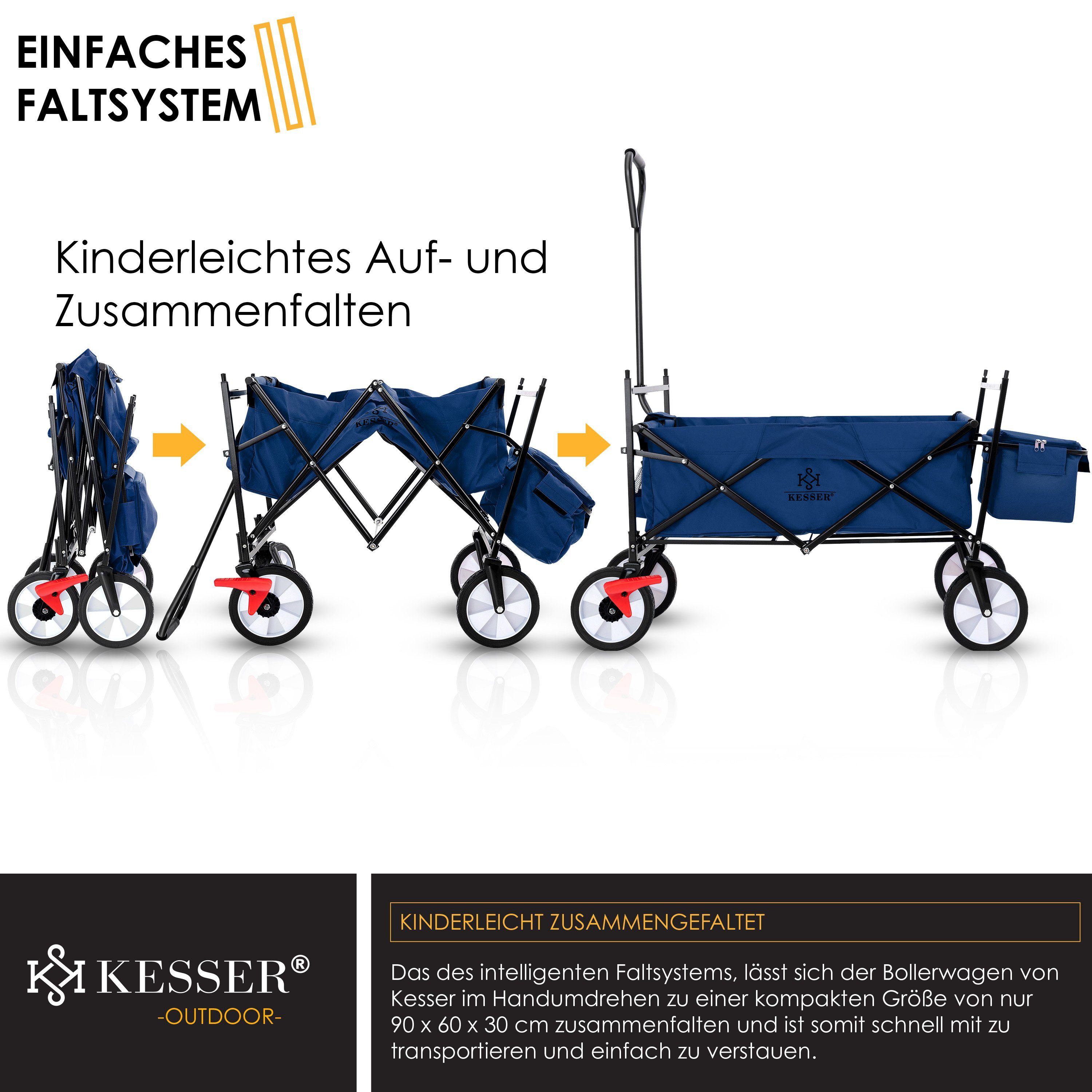 Geräte Transportkarre blau/navy KESSER Bollerwagen, faltbar Bollerwagen Dach mit Handwagen