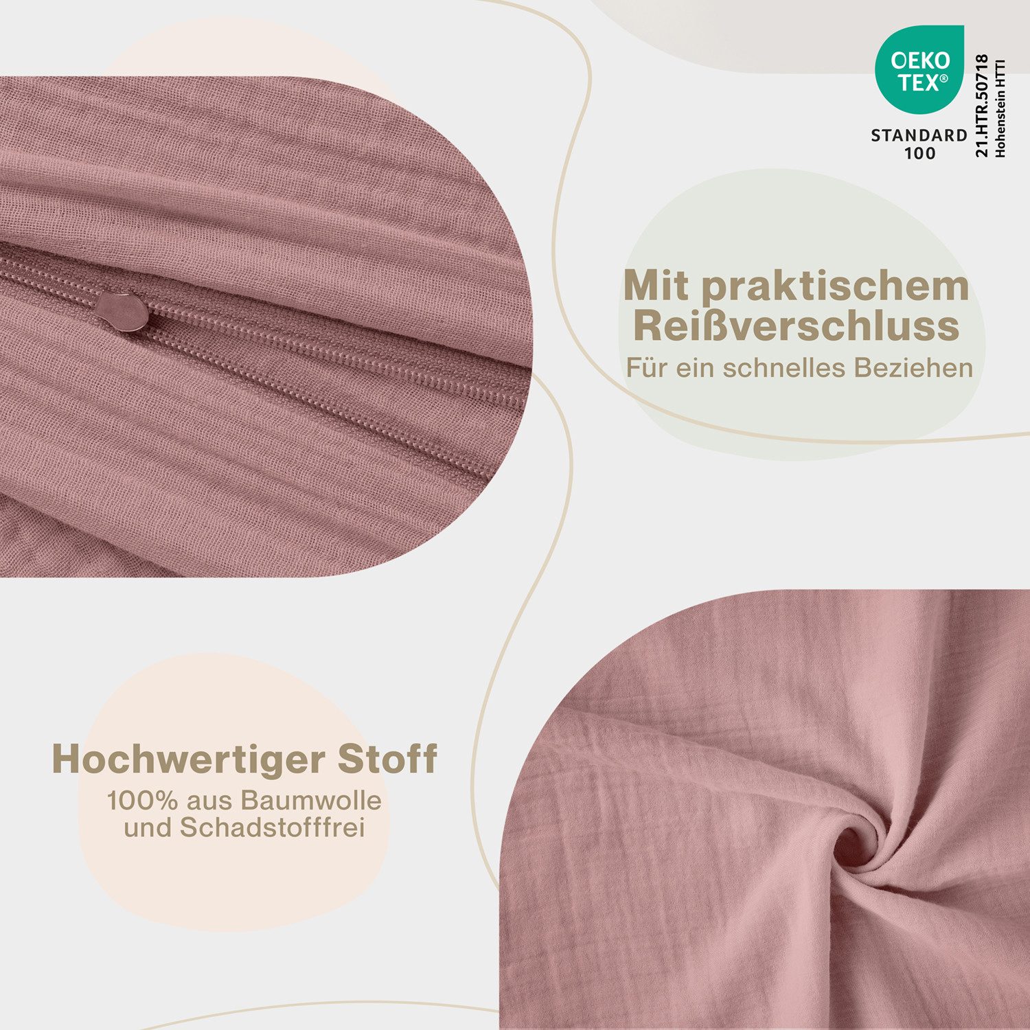 Laleni Kinderbettwäsche Kinderbettwäsche aus Baumwolle - Musselin Bettwäsche, Oeko-TEX zertifizierte Bettwäsche Sommer