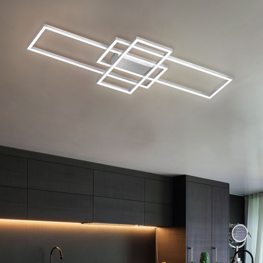 etc-shop LED Deckenleuchte, LED-Leuchtmittel eckig Deckenleuchte LED Wohnzimmerlampe Warmweiß, verbaut, fest dimmbar