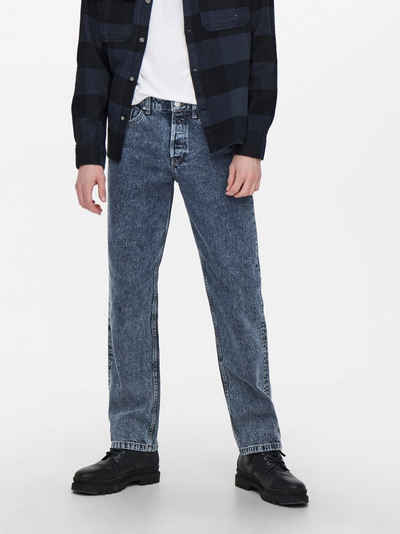 ONLY & SONS Regular-fit-Jeans Loose Fit Джинси Straight Leg Denim Pants ONSEDGE Stoned Washed (1-tlg) 3965 in Blau