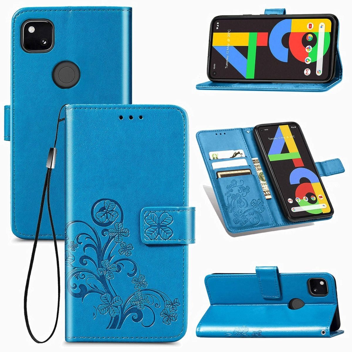König Design Handyhülle Google Pixel 4A, Schutzhülle Schutztasche Case Cover Etuis Wallet Klapptasche Bookstyle