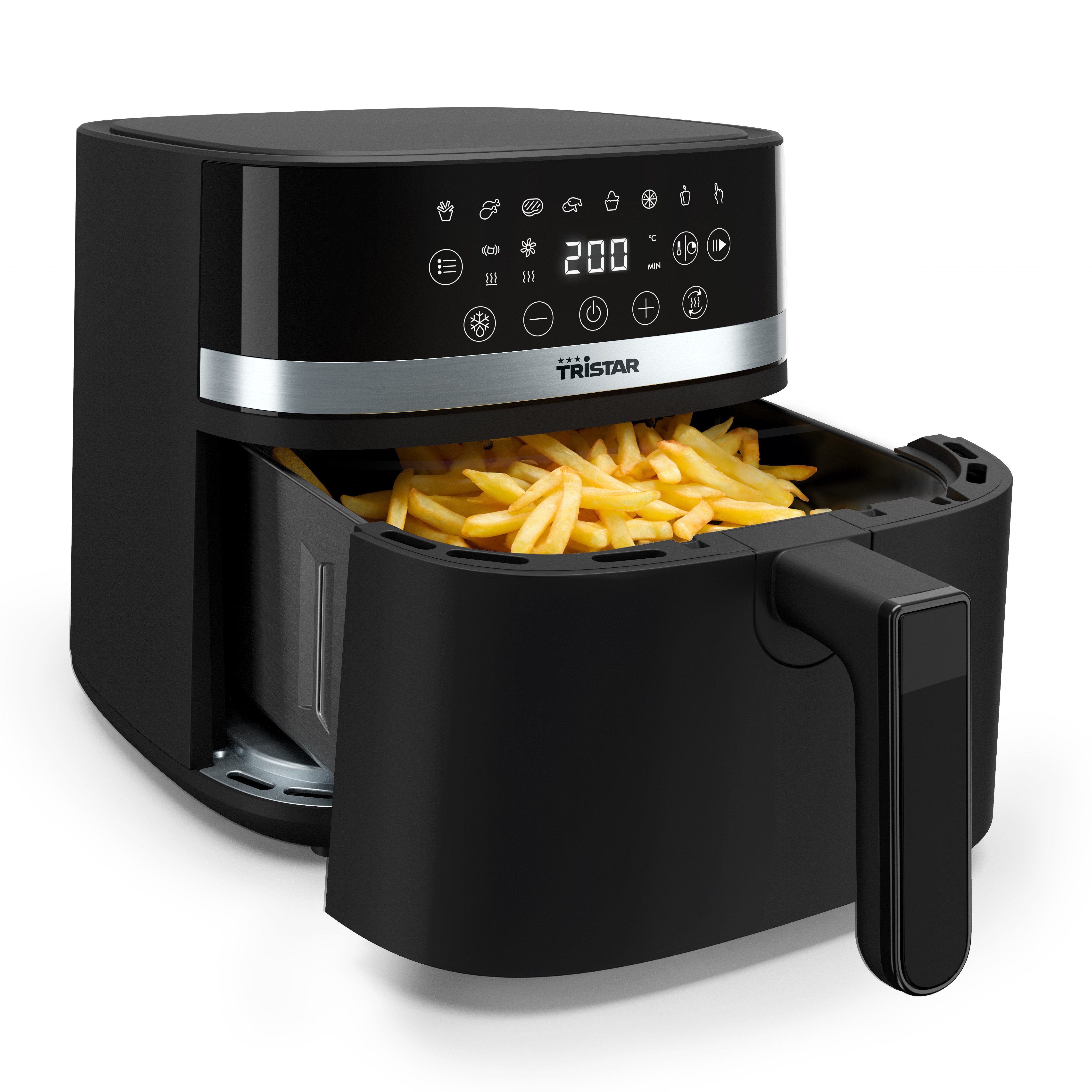 Tristar Heißluftfritteuse FR-9416, 1700 W, 6L, 8 Programme, Vorheizen & Shake-Erinnerung, PFAS-frei