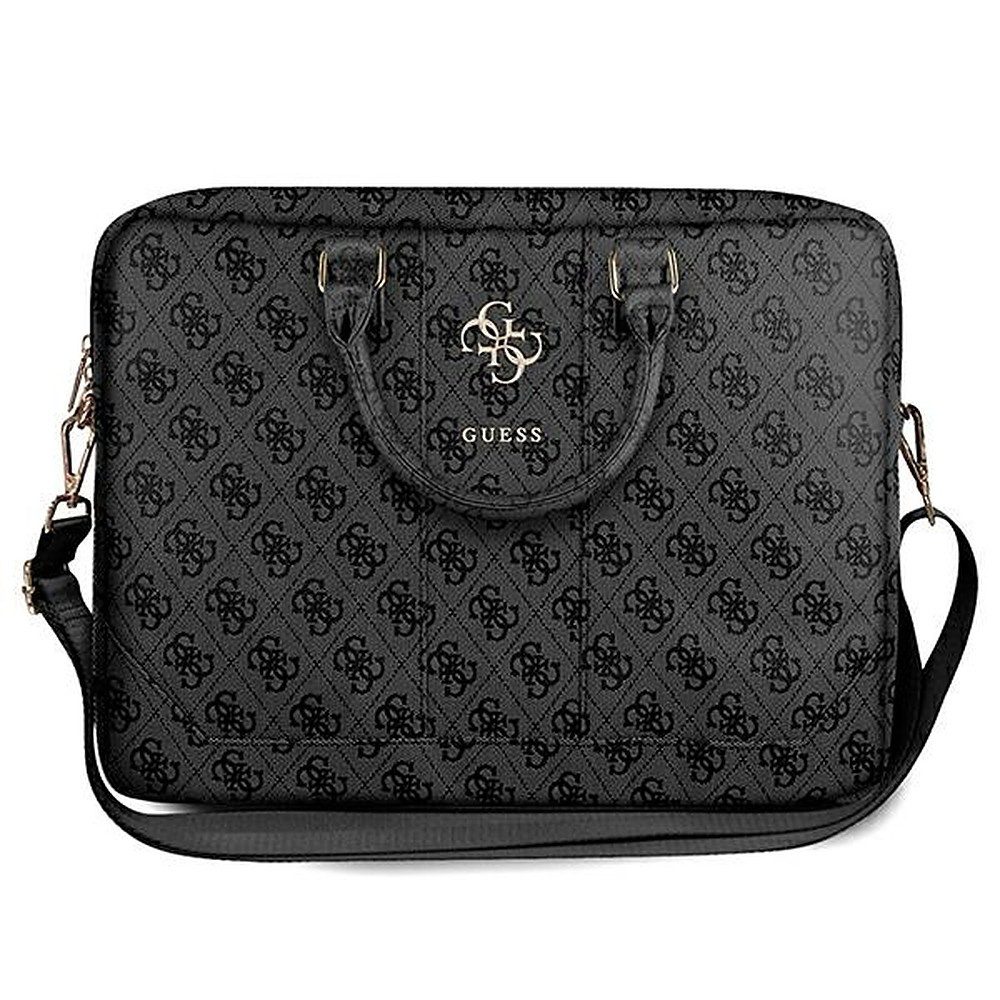 Guess Laptoptasche Businesstasche Aktentasche (Spar-Set, 1-tlg), Kofferriemen, Saffiano-Optik, goldfarbenes 4G-Logo