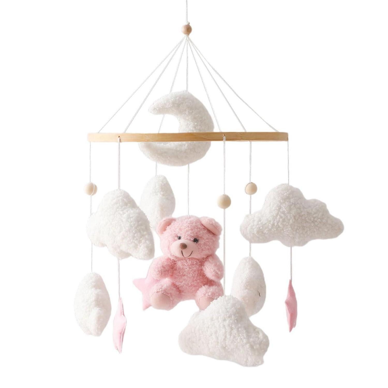 LuxusKollektion Mobile Mobile Windspiele Babybett 3D Bär Hase Kaninchen Wolken Rosa Bär