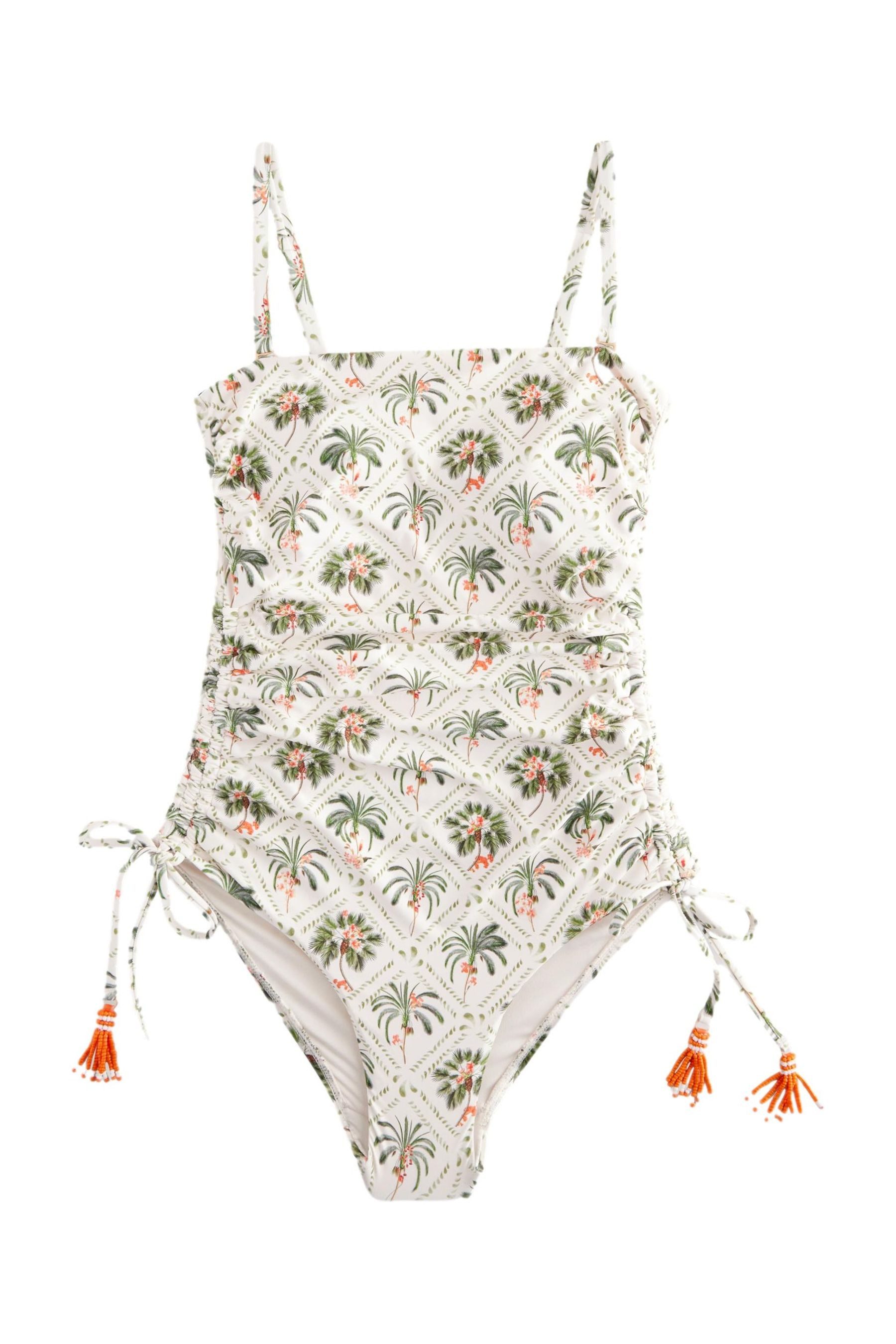 Next Badeanzug Bauchformender Bandeau-Badeanzug mit Beinrüschen günstig online kaufen