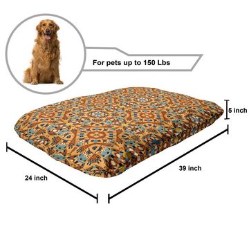 Abakuhaus Hundematratze beissfestes Kissen für Hunde und Katzen mit abnehmbaren Bezug, Orange Mandala Bohemian Druck