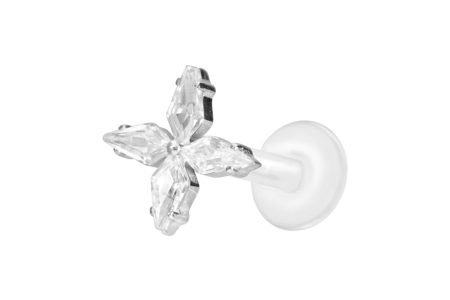 PIERCINGLINE Piercing-Set PTFE Labret mit Innengewinde + Titan-Aufsatz KRISTALLSTERN (Labrets, 1-tlg)