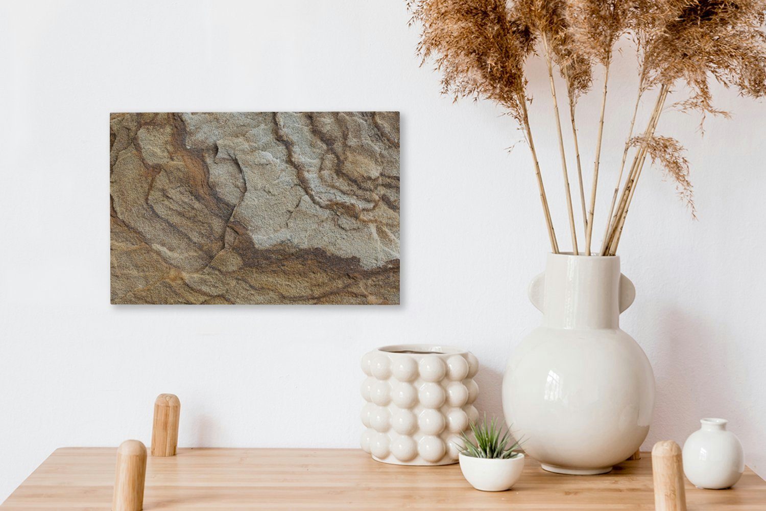 einem Wanddeko, cm Leinwandbild Aufhängefertig, in 30x20 Wandbild Leinwandbilder, St), Steinstruktur Sandstein, OneMillionCanvasses® (1