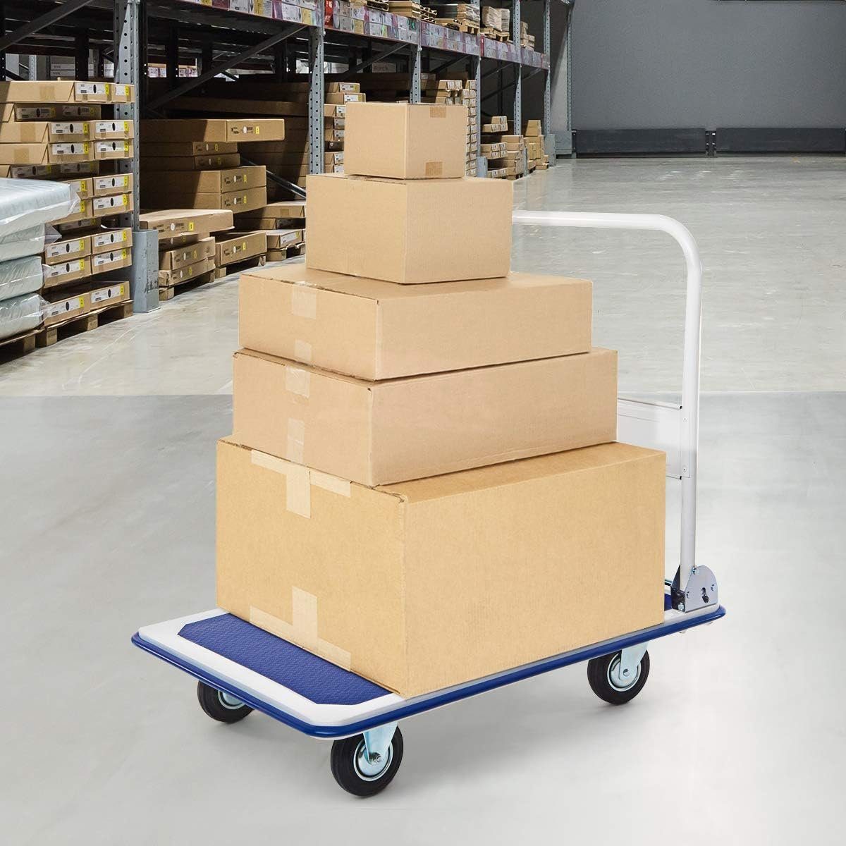 Thumbnail - KOMFOTTEU Transportwagen Plattformwagen, Transportwagen Belastbar bis zu 300kg
