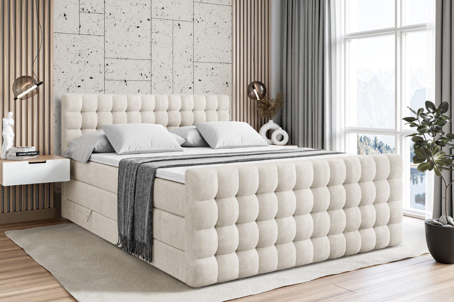 ALTDECOR Boxspringbett VIONE-Z KING (Multipocket-Matratze H4 günstig online kaufen