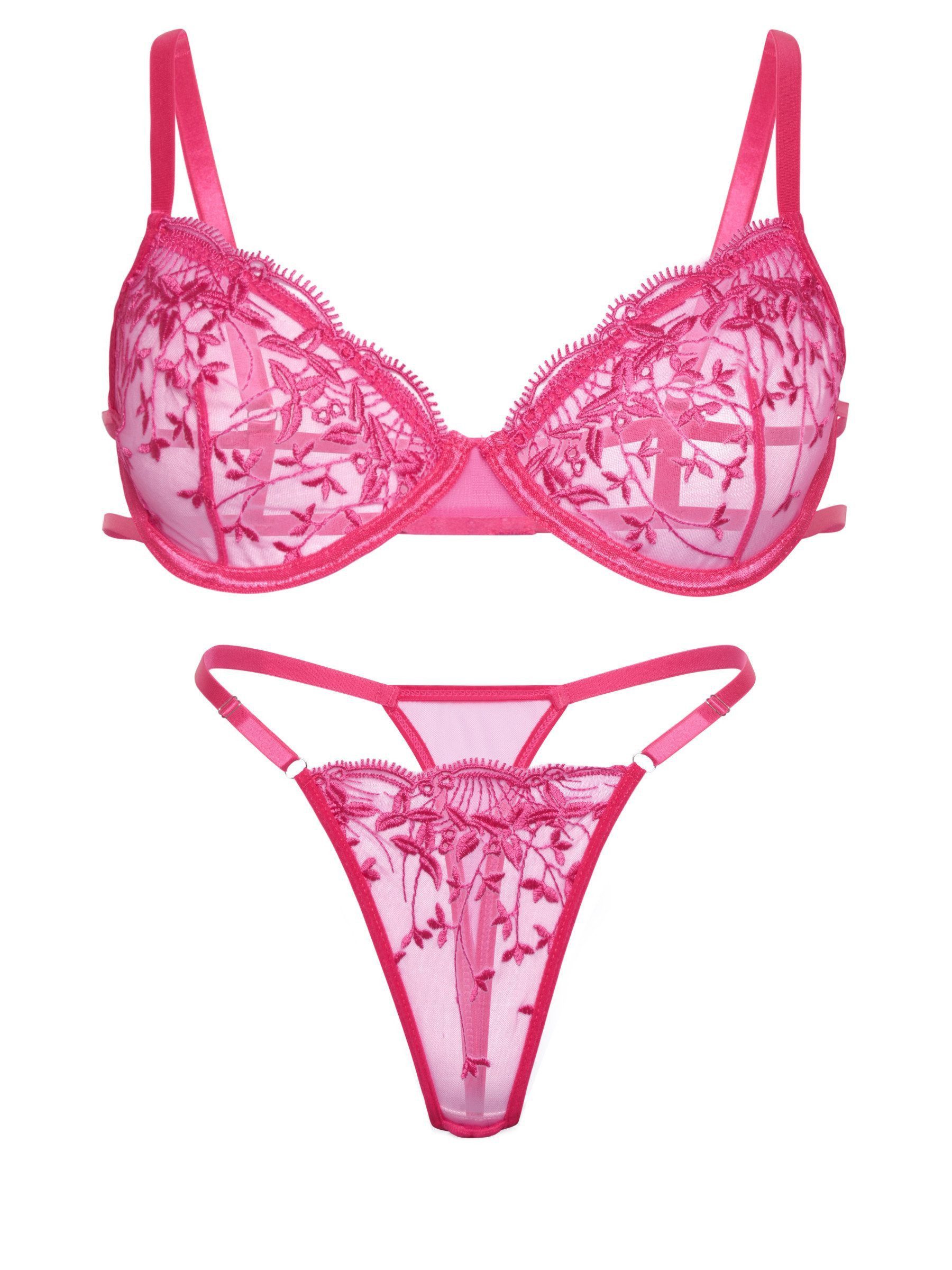 Elegant Love Set: Bügel-BH Luxuriöses Dessous-Set für Damen – Stilvolle Unterwäsche aus Spitze (Set, 2-tlg., mit Tanga) Feines Lingerie-Set – Elegante Reizwäsche für besondere Anlässe