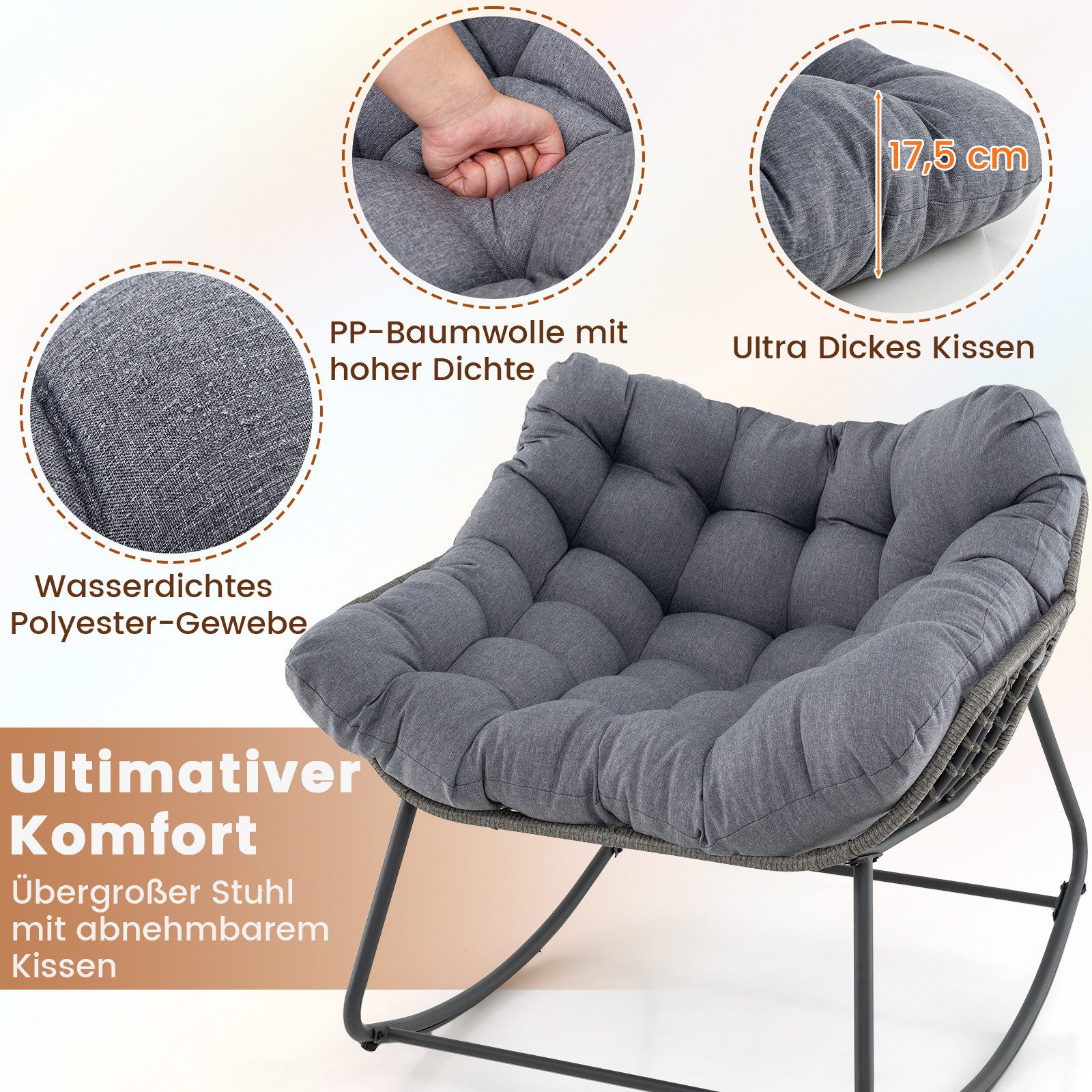 COSTWAY Schaukelstuhl (1 St), Rattanstuhl mit günstig online kaufen