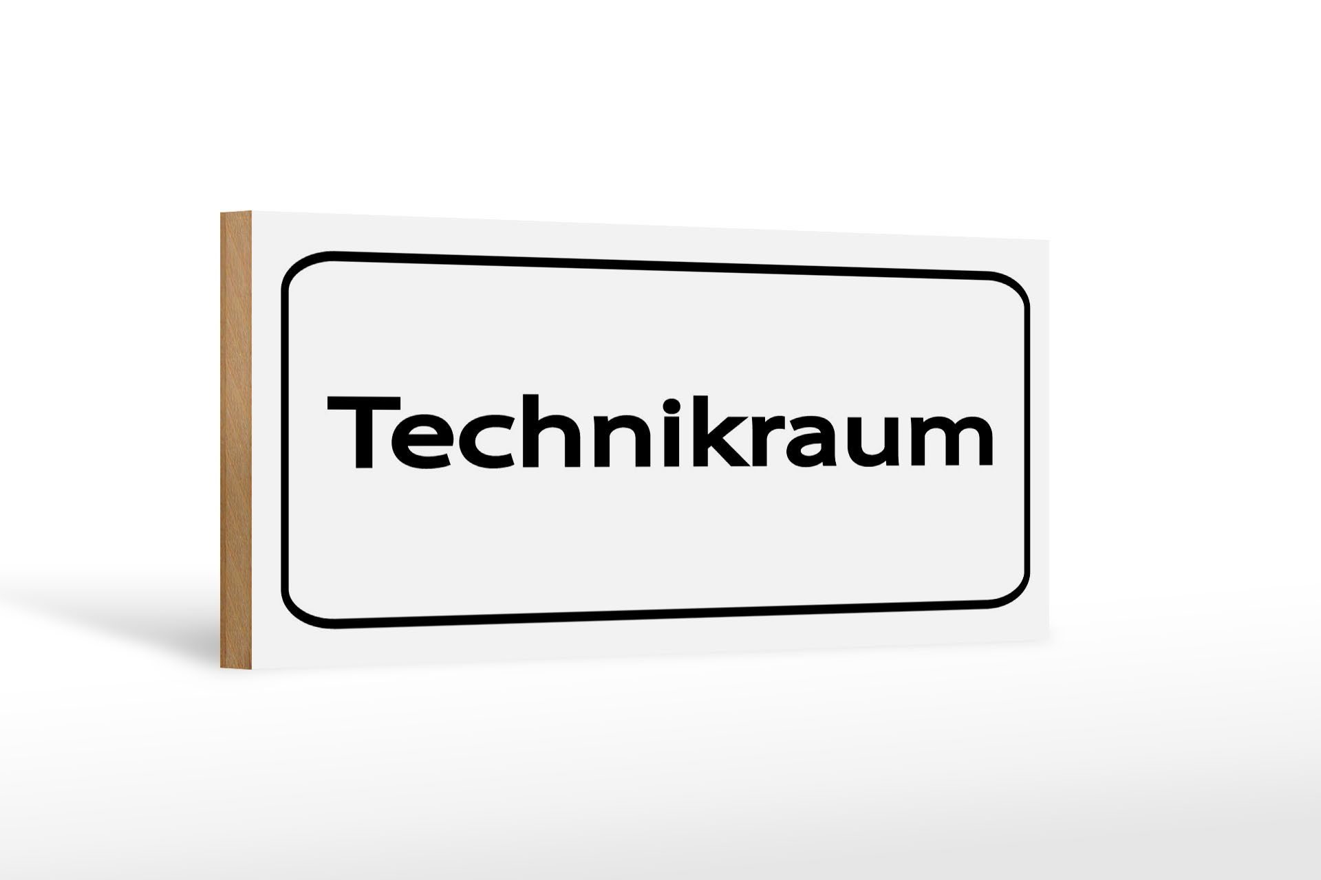 Femer GmbH Holzbild Hinweis 27x10 cm Technikraum weißes, (1 St), Glatte Holzfaserplatte (MDF), vorn beschichtet
