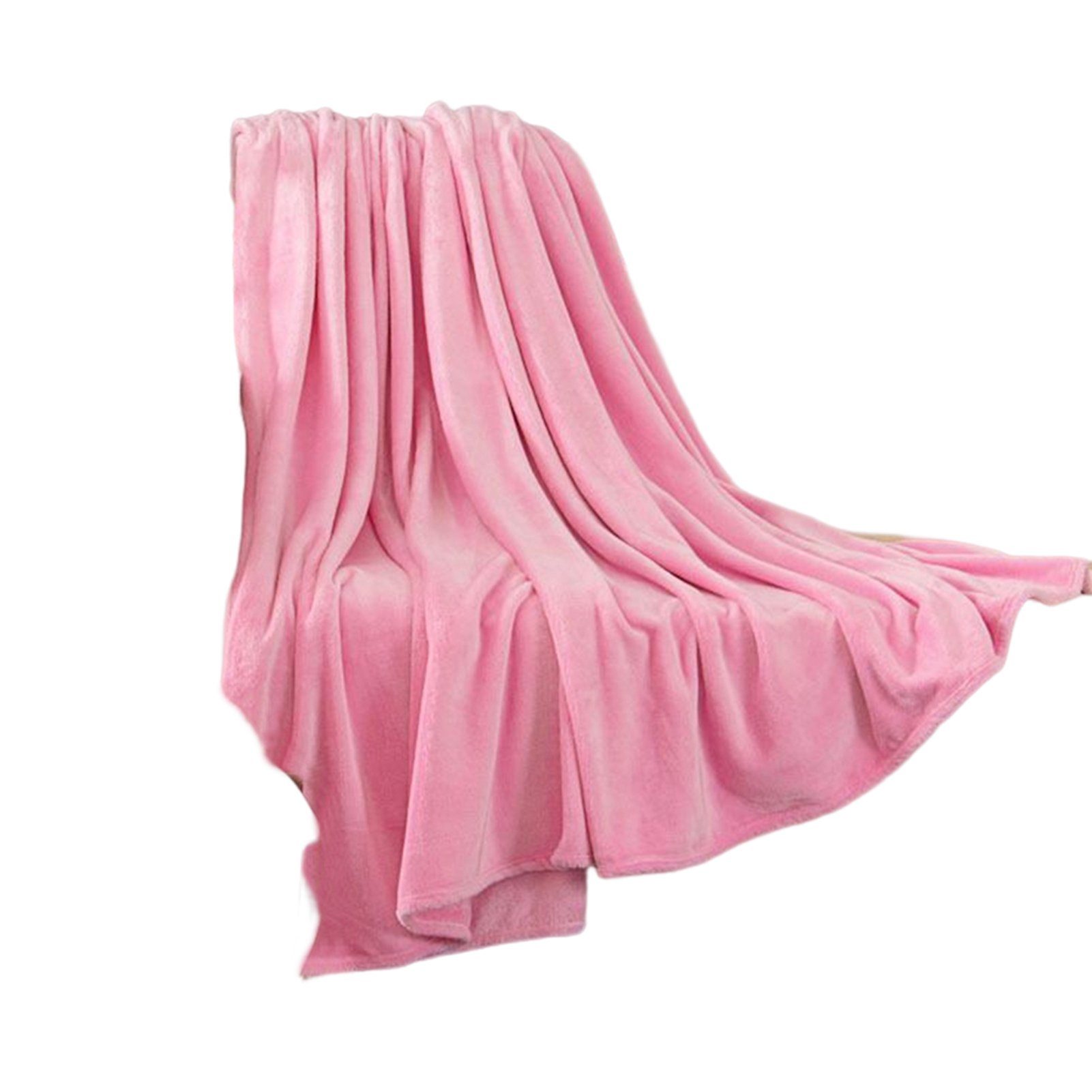 Wohndecke Einfarbige Waschlappendecke, Verdickte Doppelseitige Fleece-Bettlaken, Blusmart pink
