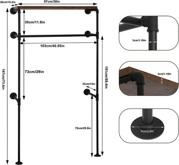 Woltu Kleiderstange (1 St), für begehbaren Kleiderschrank, Wandmontage