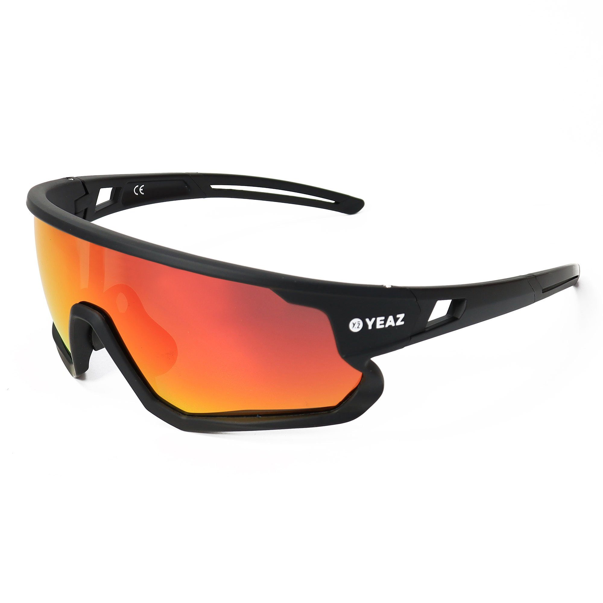 YEAZ Sportbrille SUNRISE Sport-Sonnenbrille Black/Red, Guter Schutz bei optimierter Sicht