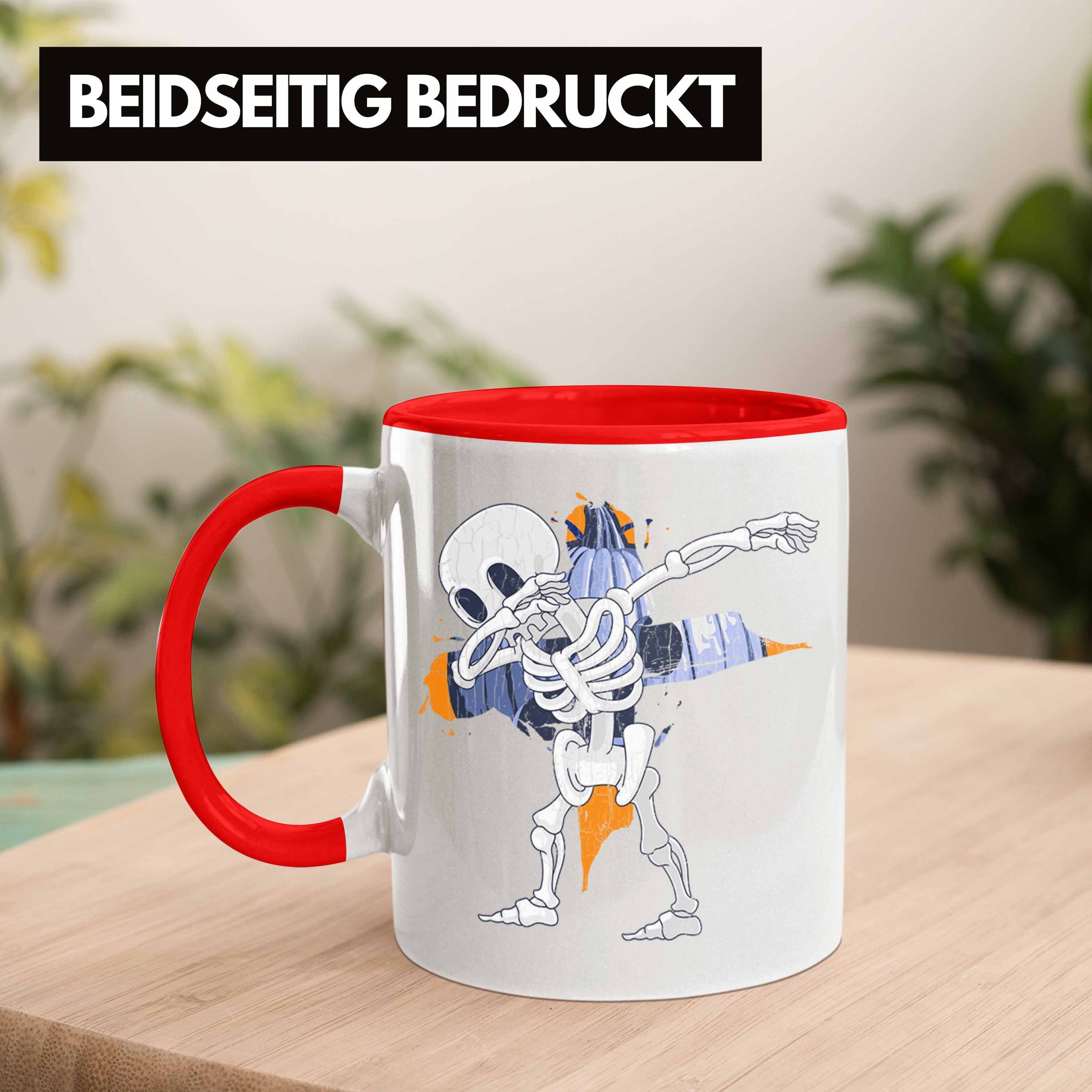 Tasse Trendation Halloween Tasse Dekoration Rot Dabbing Becher Kürbis Skelet