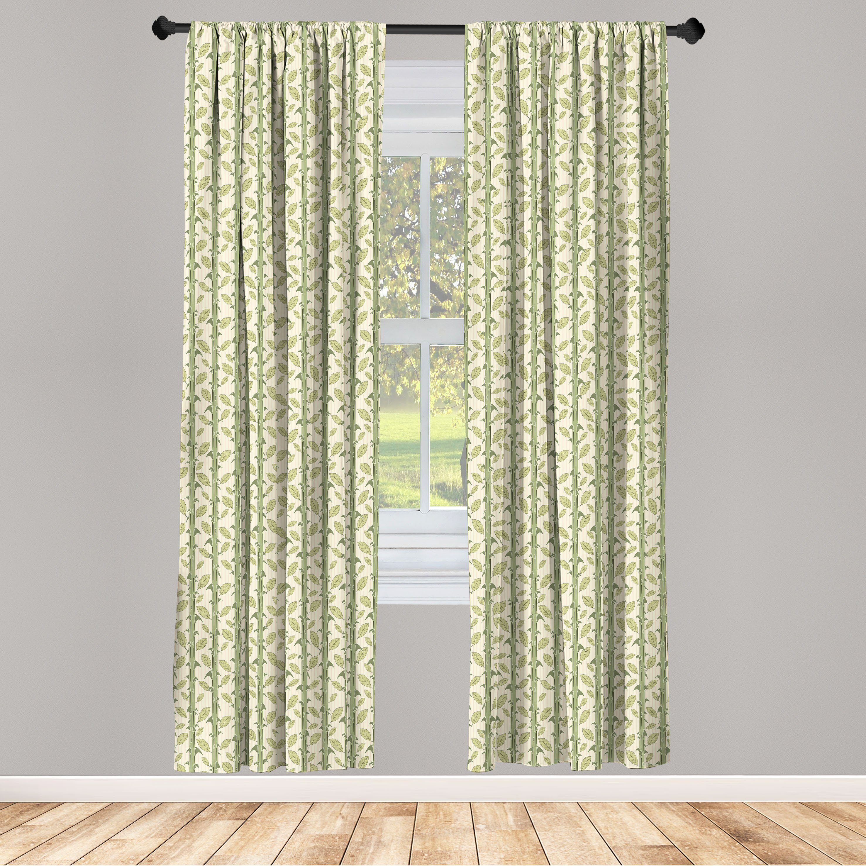Gardine Vorhang für Wohnzimmer Schlafzimmer Dekor, Abakuhaus, Microfaser, Botanisch Dornige Zweige mit Blatt