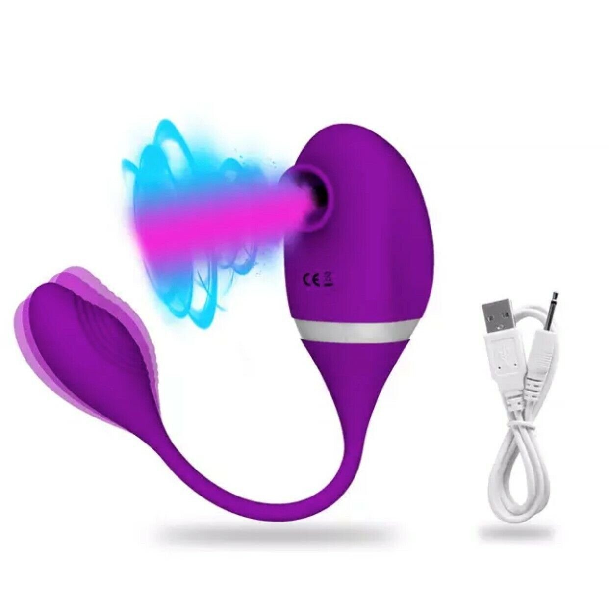 denu-shop Vibro-Ei Leistungsstarker Vibro Ei mit Klitoris Nippel Sauger Sexspielzeug USB, 10 Vibrationsmodi und 7 Saugfunktionen